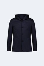 Navy with Grey Heather Knit Hooded Button Sport Coat