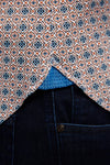 Max Colton Orange, Brown, Blue and Navy Floral Designs Short Sleeve Jersey Knit