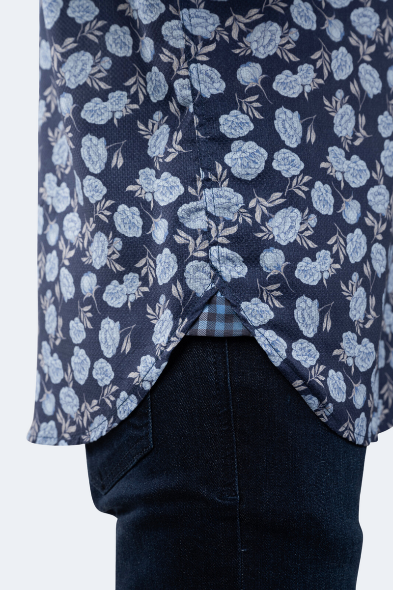 Space Blue Jacquard with Maya Blue Floral Shirt