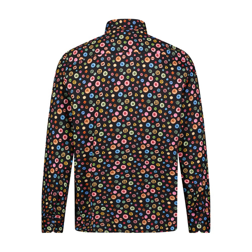 Multi Rainbow Button Print Long Sleeve Shirt