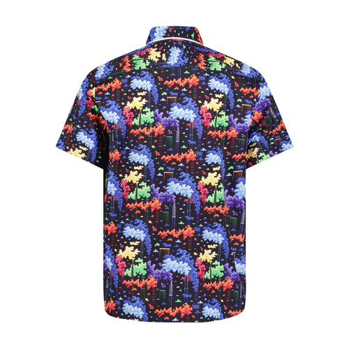 Multicolor Smoke Print Short Sleeve Shirt