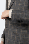 Grey and Black Houndstooth Plaid Sport Coat