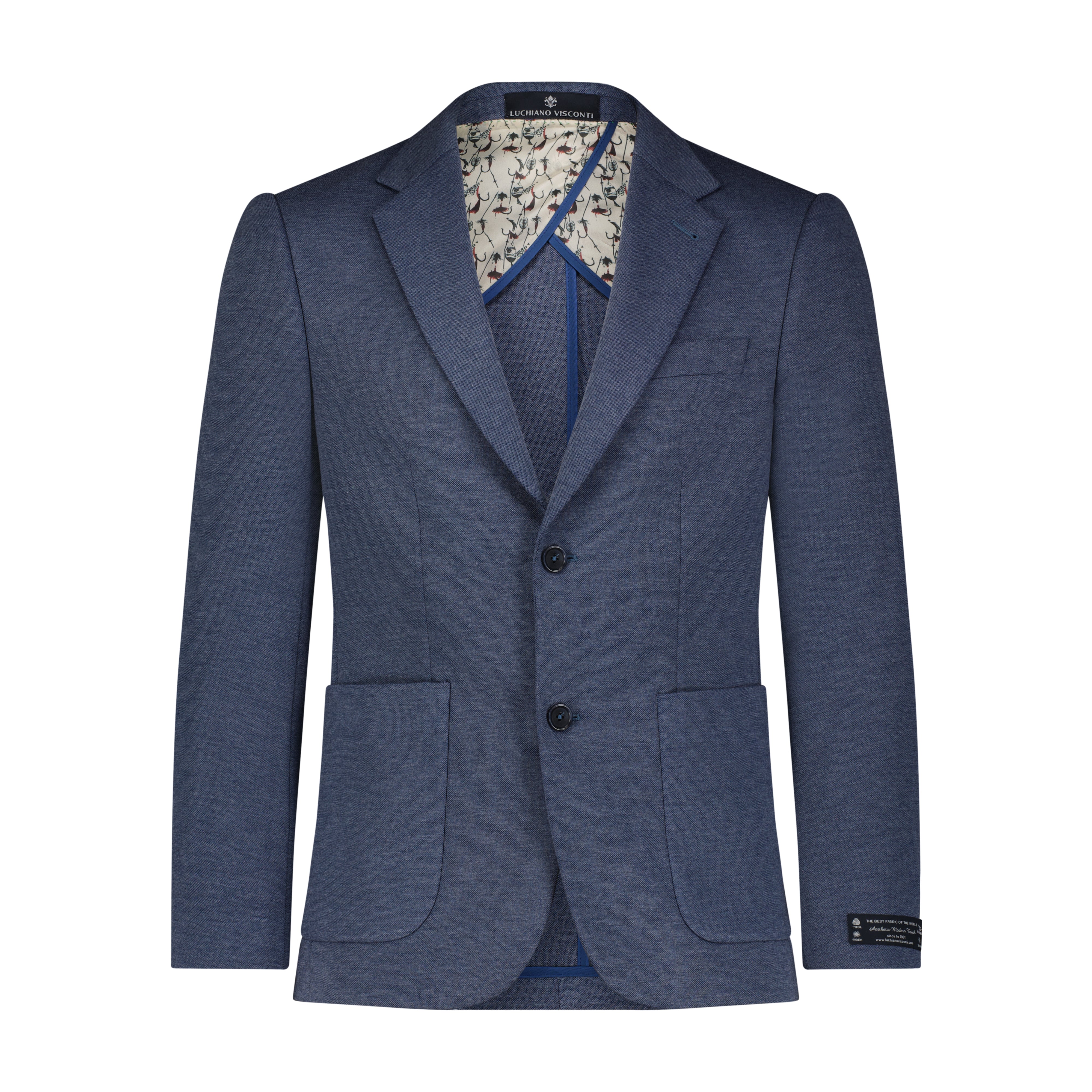 Navy Pique Pin Dot Stretch Two Button Sport Coat