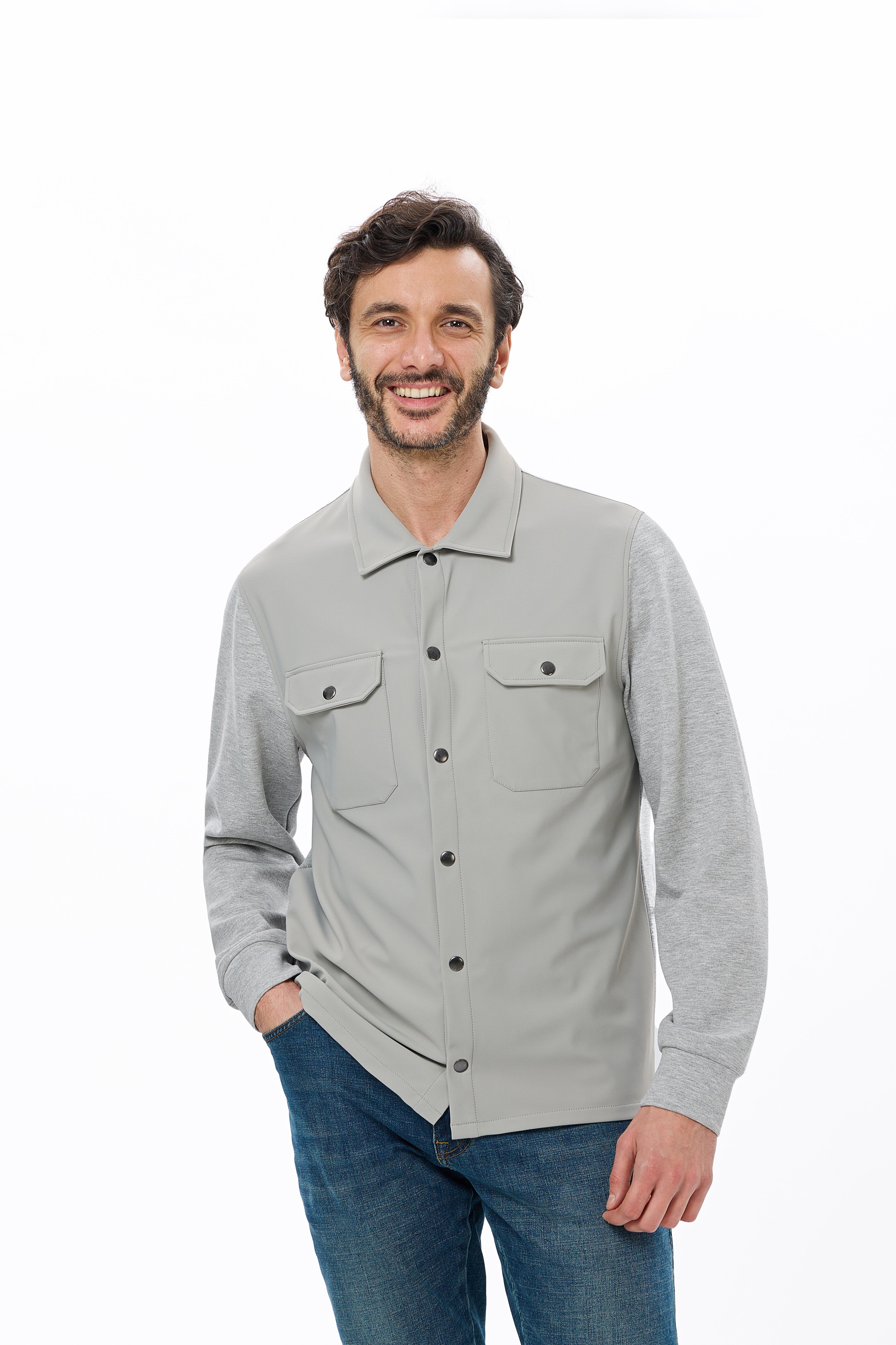 Grey Performance Stretch Snap Overshirt