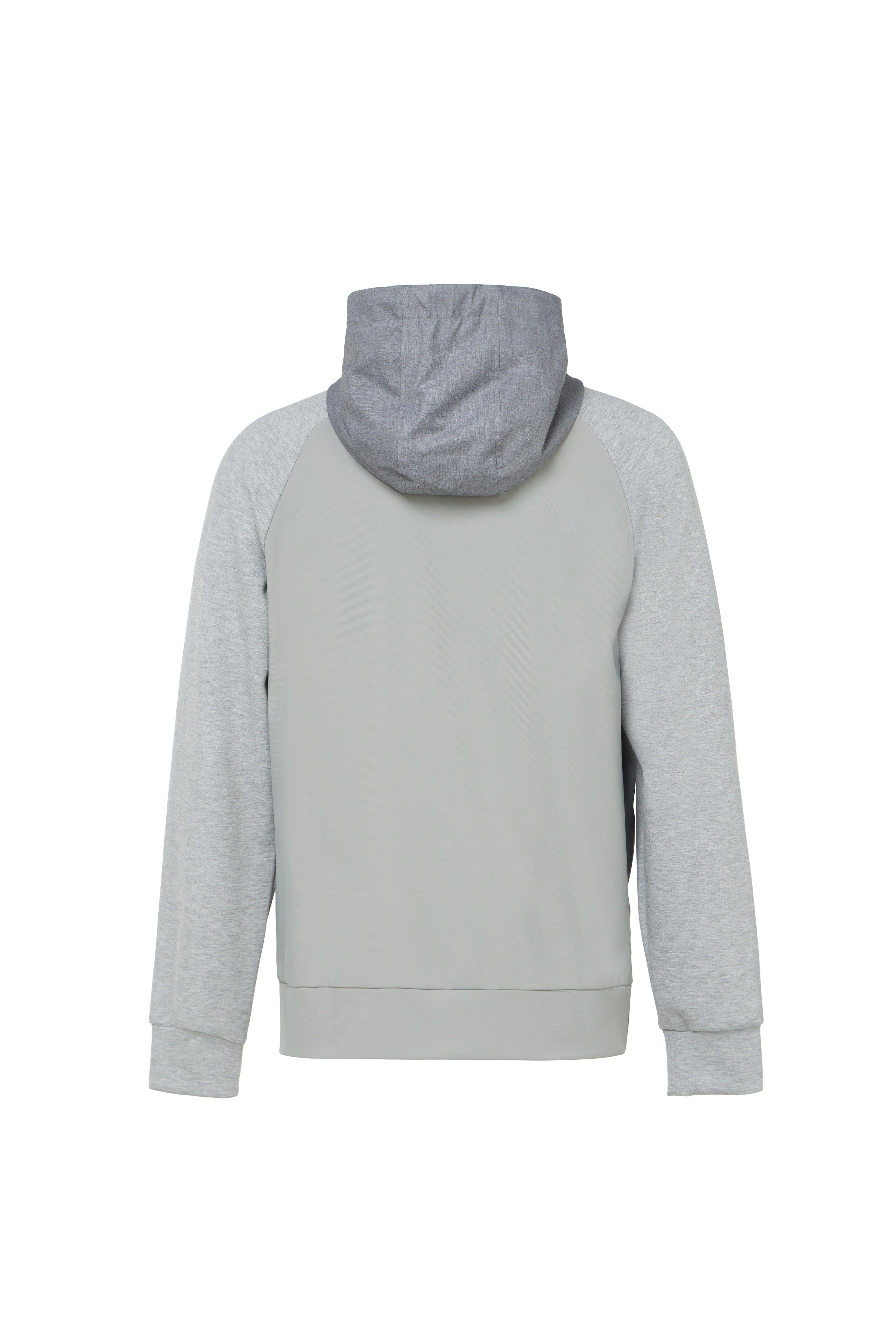 Grey Full Zip Hoodie with Double Faced Interlock Sleeves
