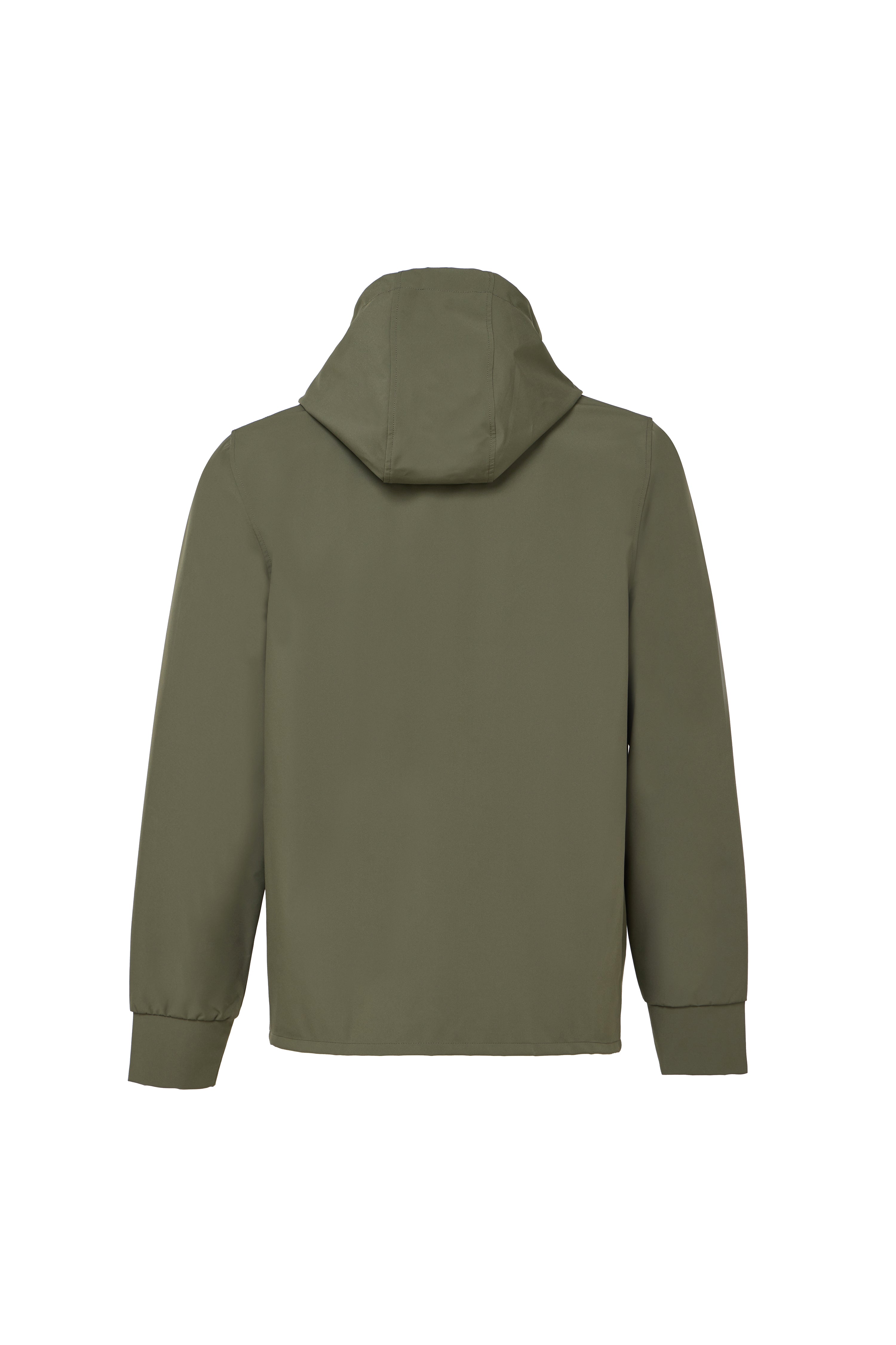 Olive Snap Overshirt with Technical Hoodie
