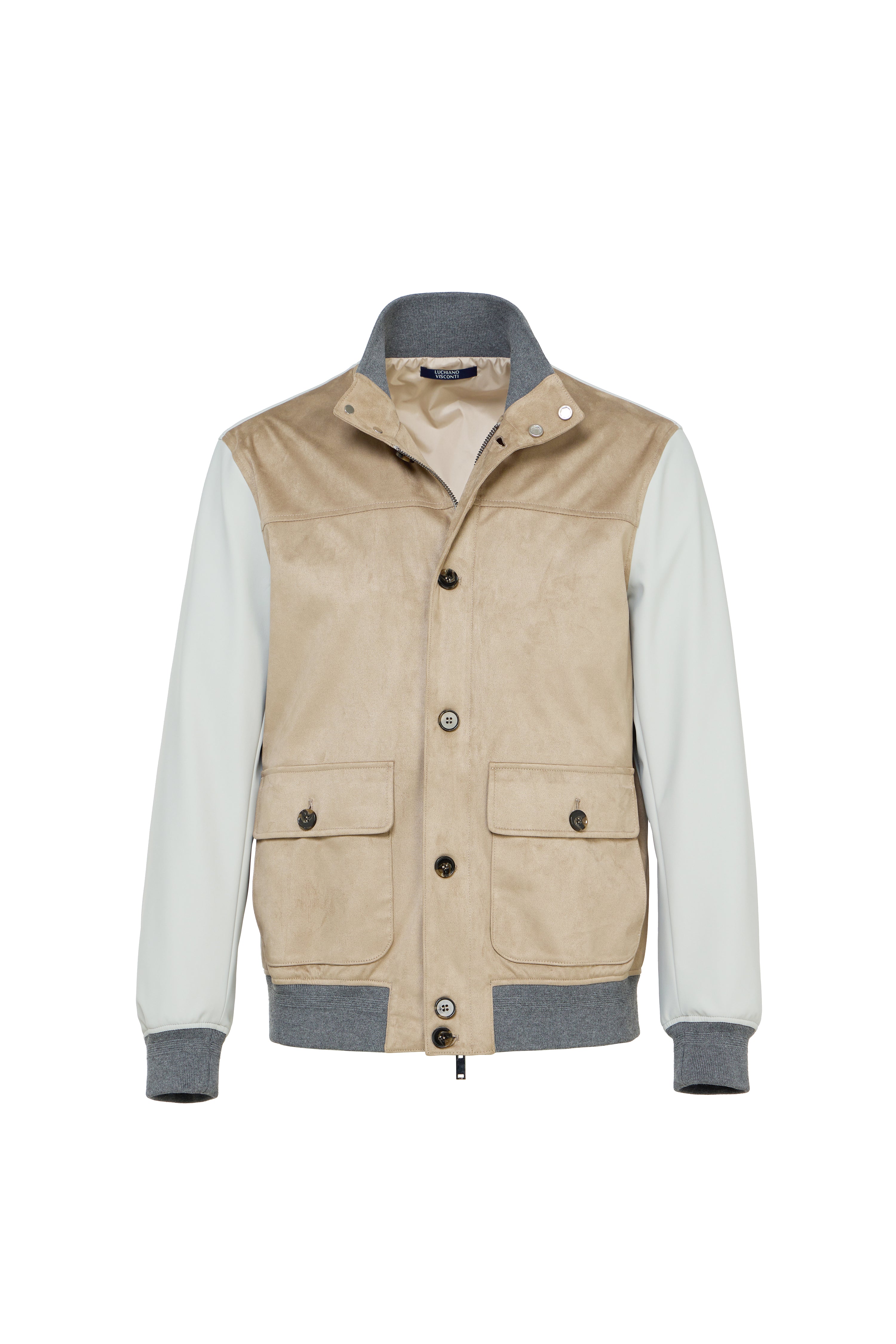 Techno Bomber Jacket in Faux Suede