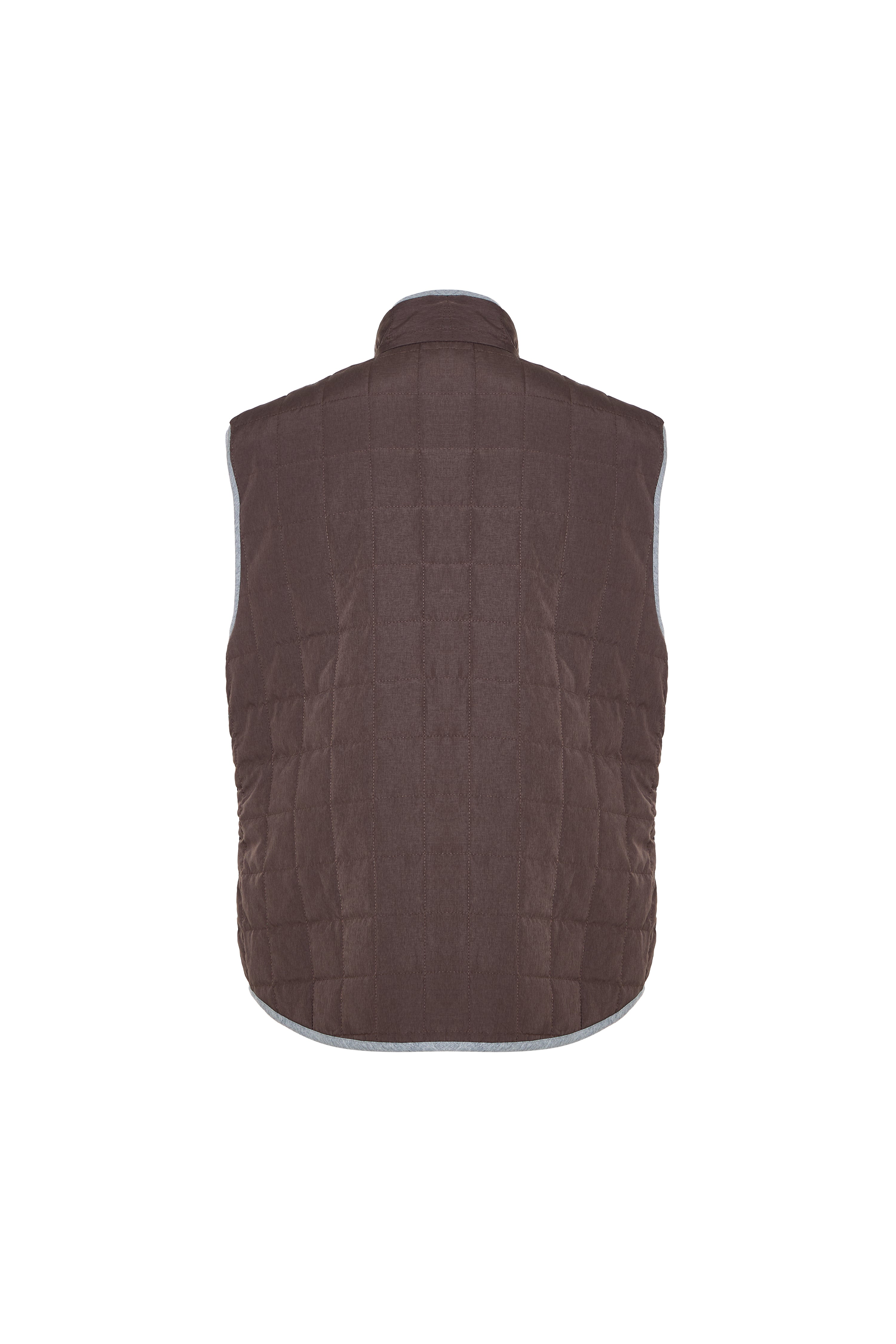 Brown Double Zip Quilted Performance Vest