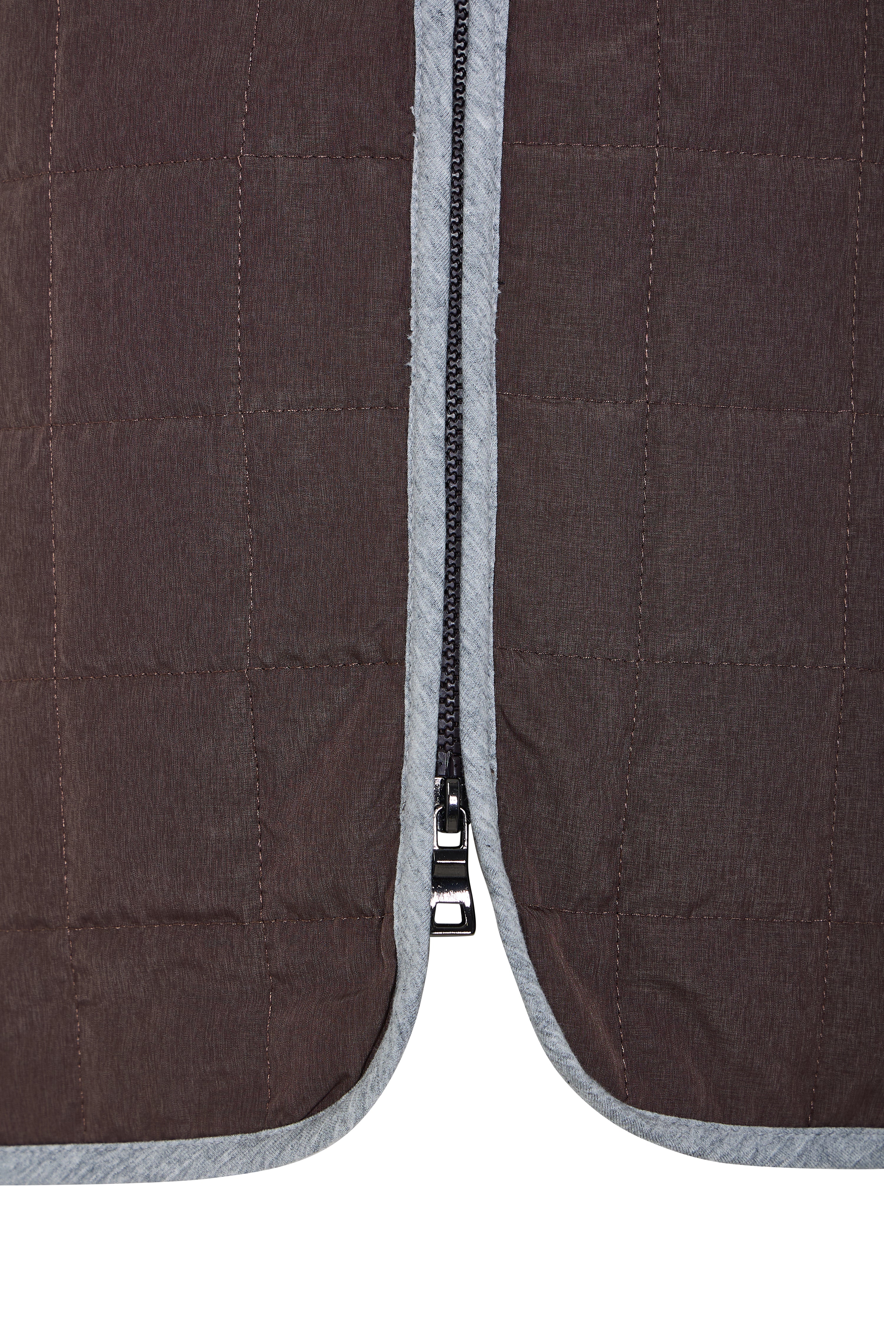 Brown Double Zip Quilted Performance Vest