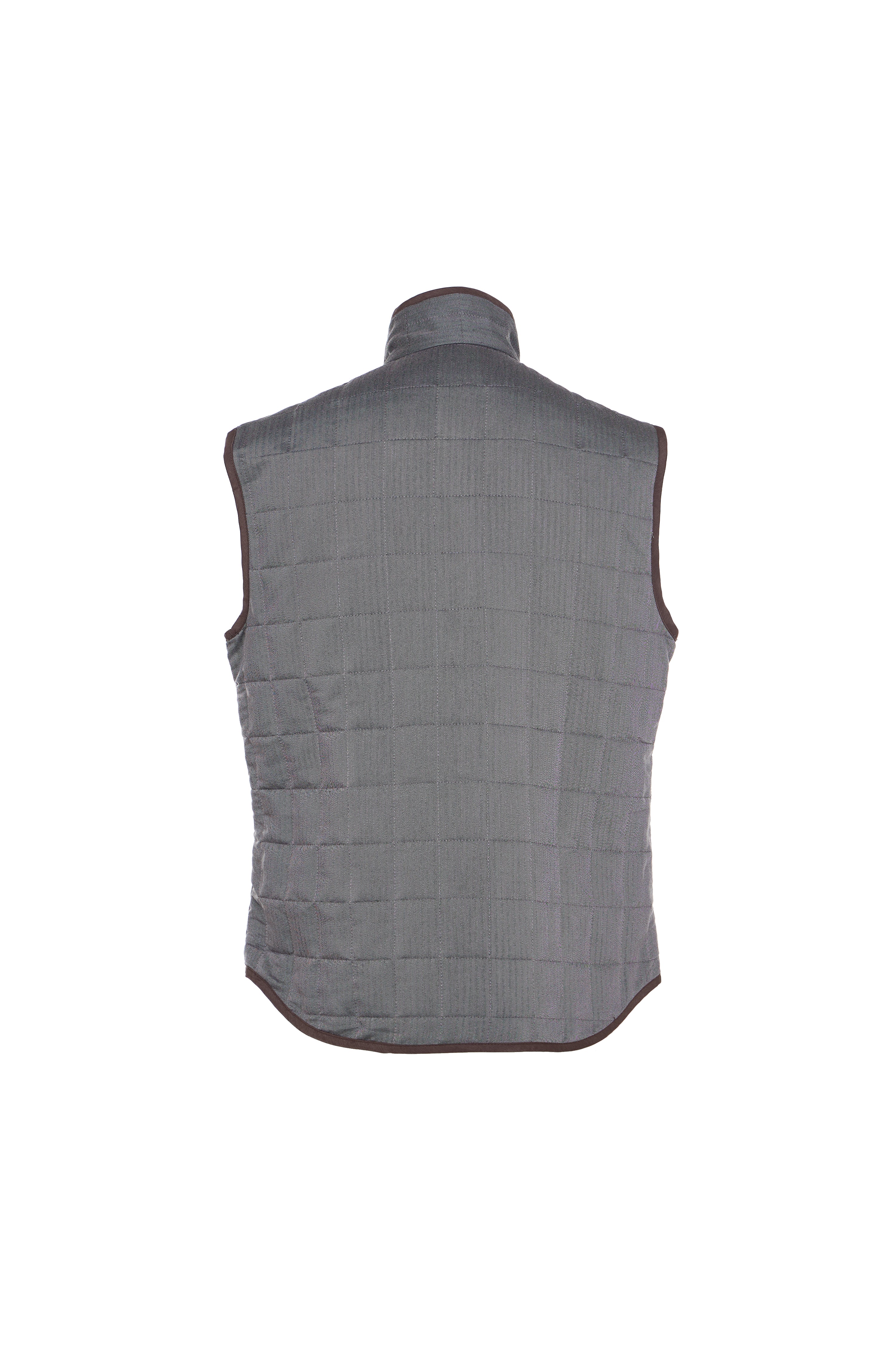 Melange Brown Double Zip Quilted Performance Vest