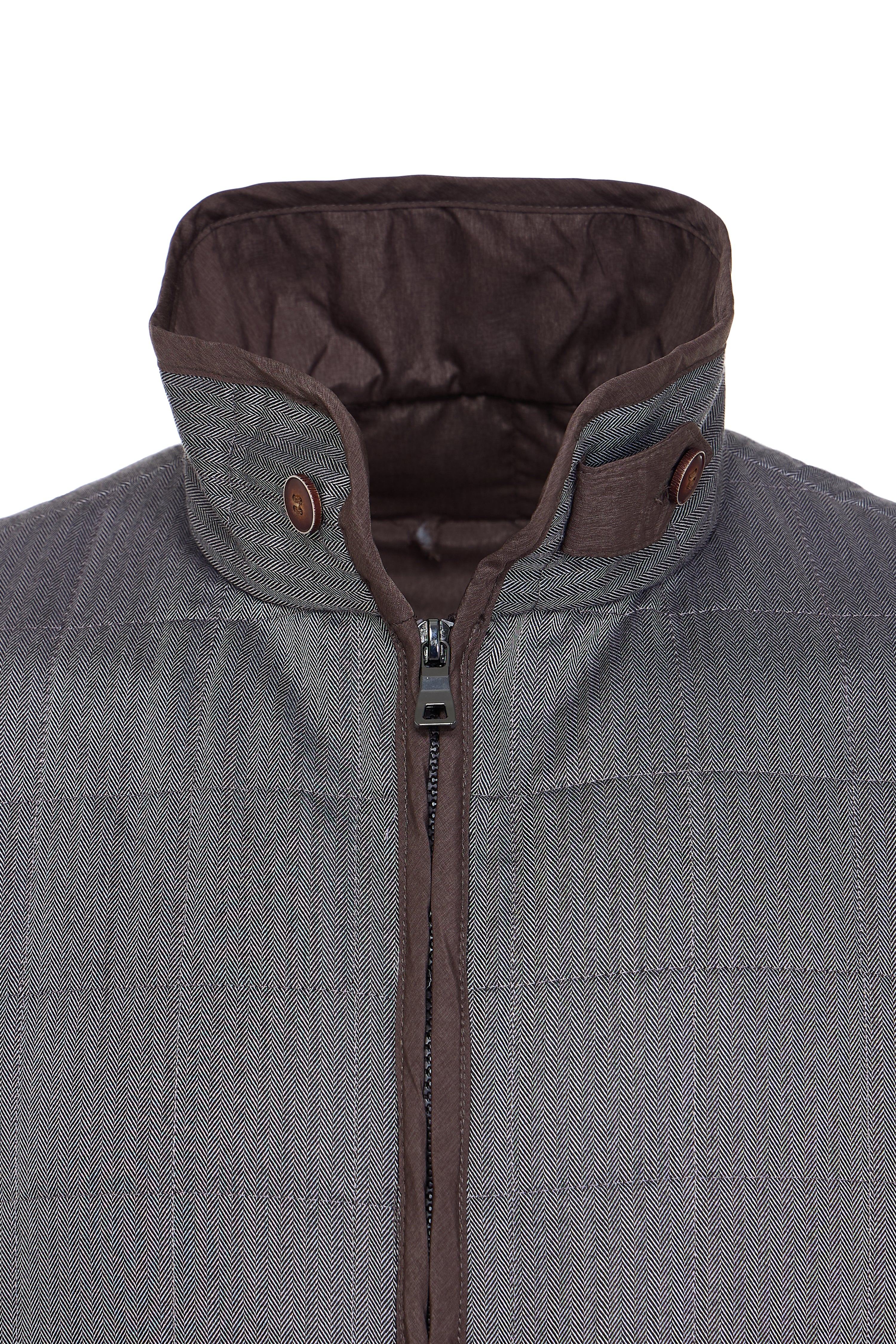 Melange Brown Double Zip Quilted Performance Vest