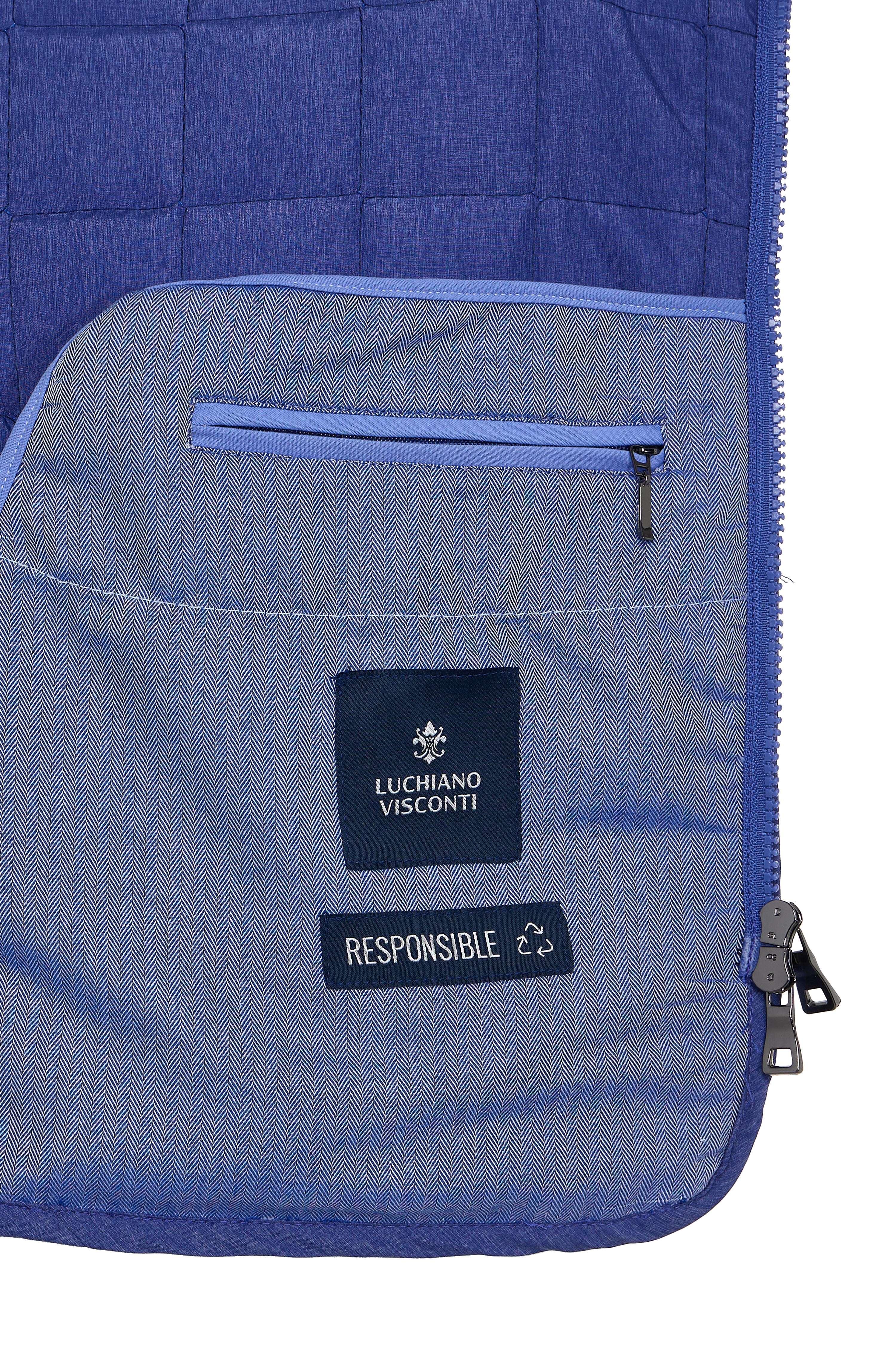 Melange Navy Double Zip Quilted Performance Vest