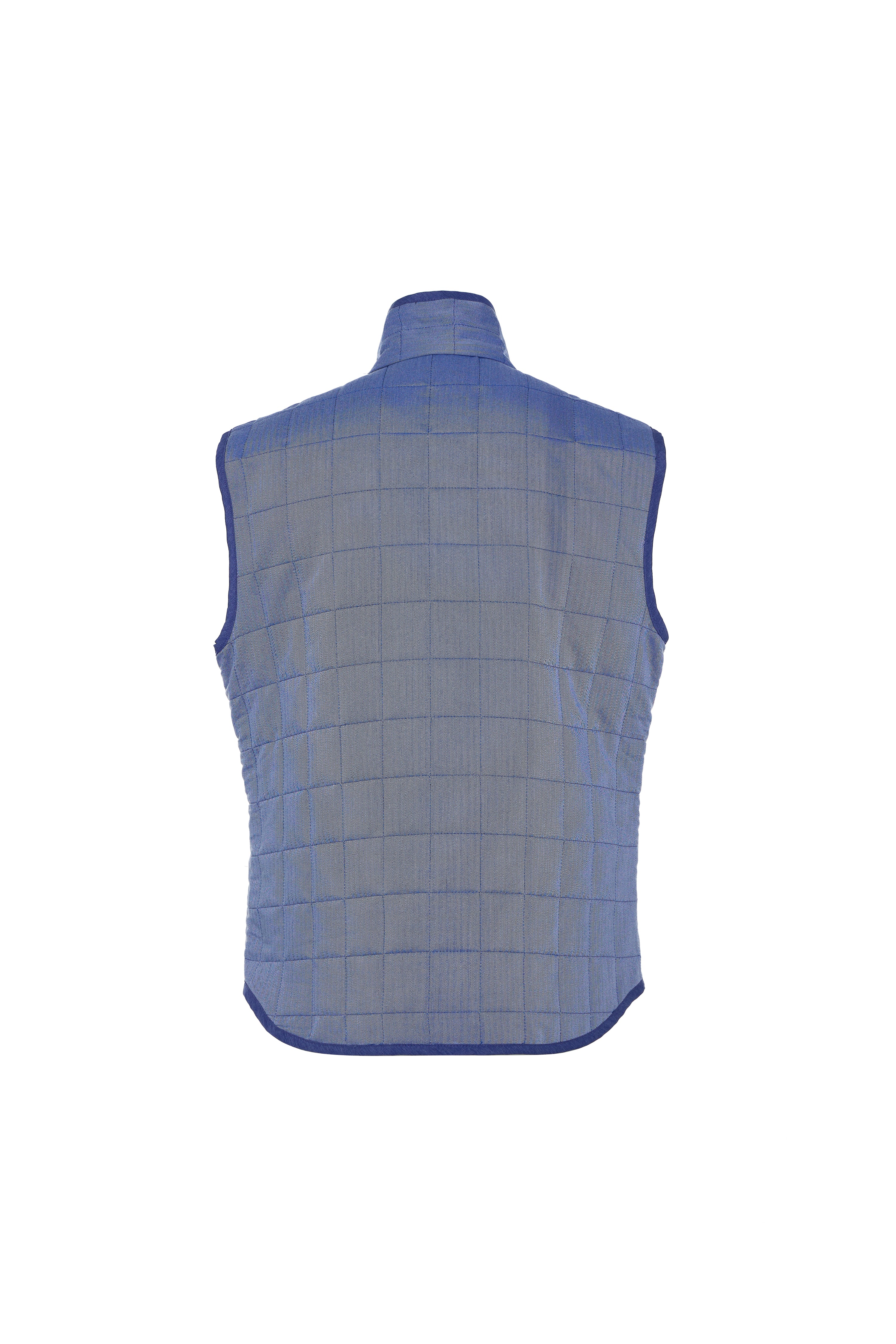 Melange Navy Double Zip Quilted Performance Vest