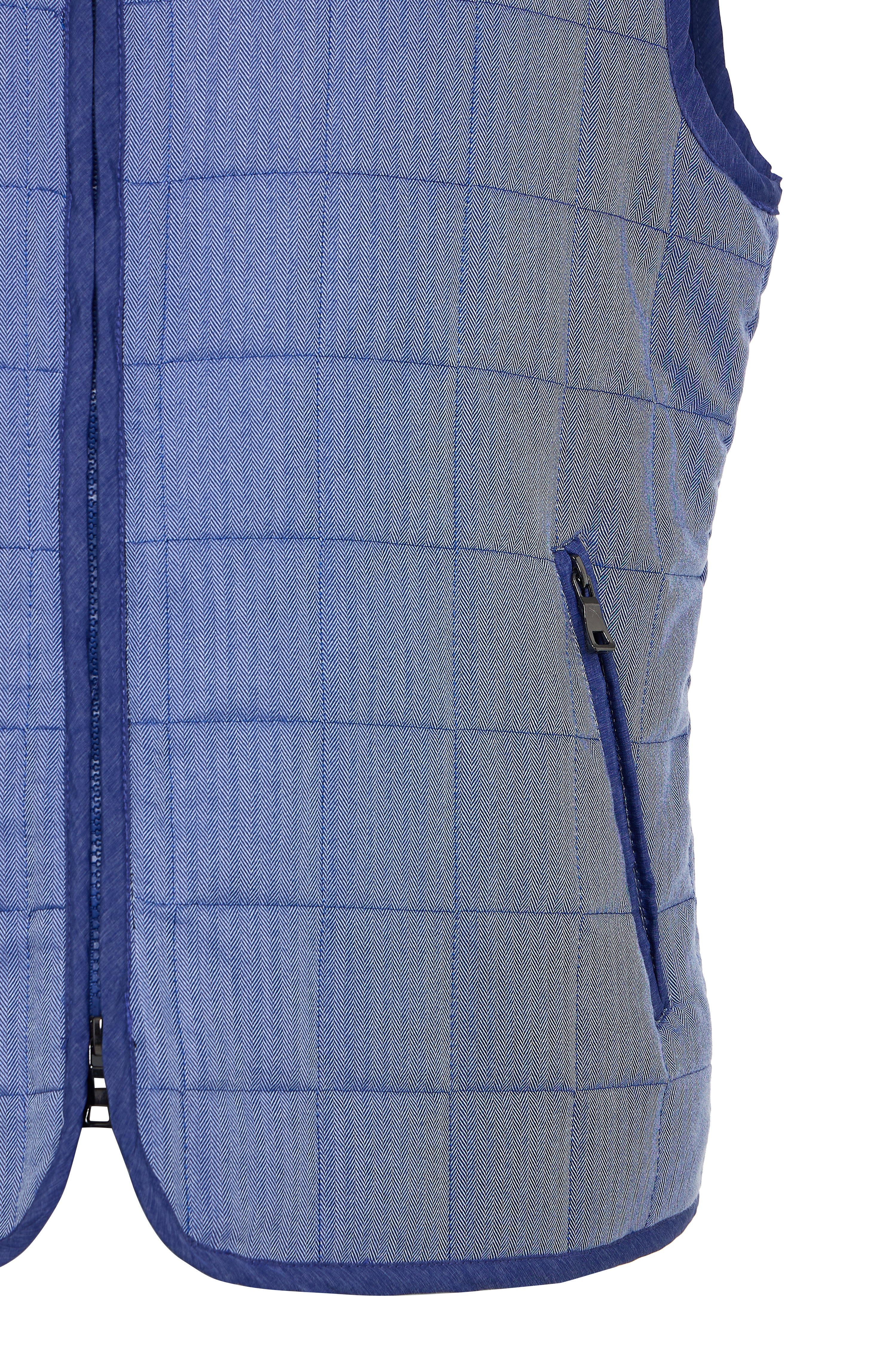 Melange Navy Double Zip Quilted Performance Vest