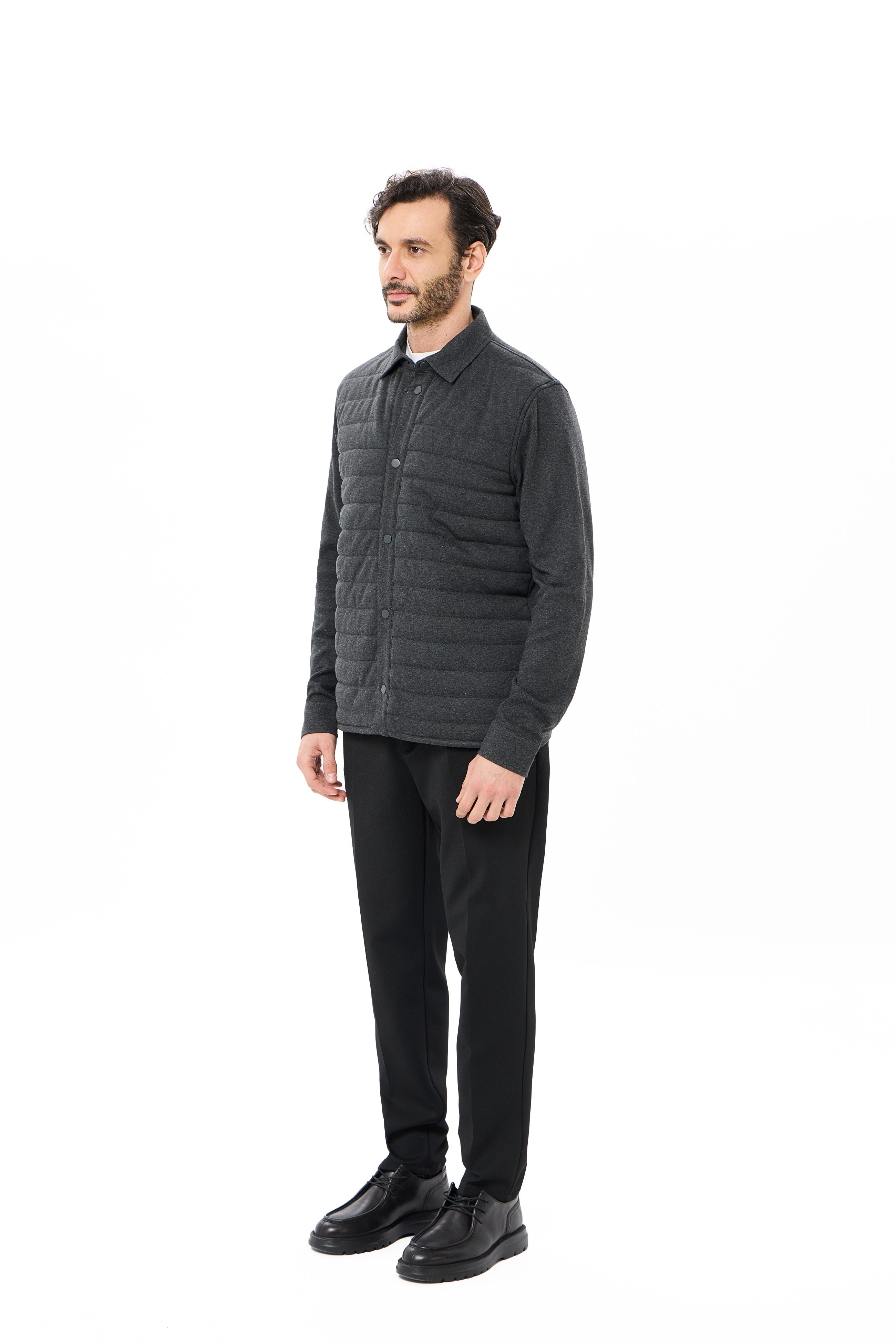 Charcoal Quilted Jersey Knit Jacket