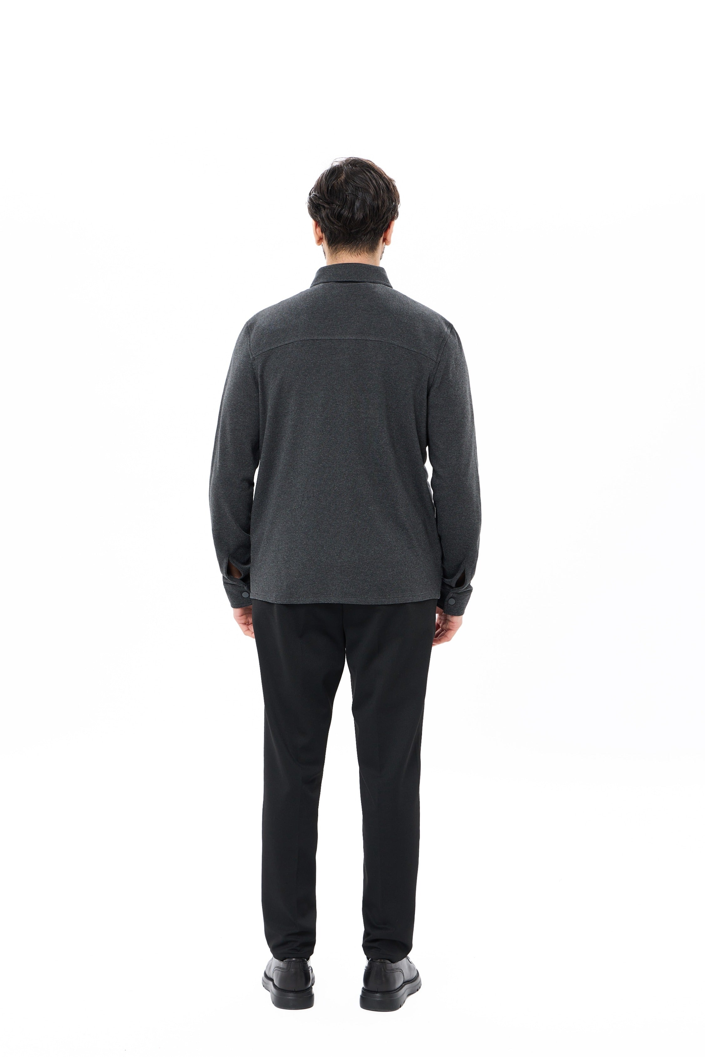 Charcoal Quilted Jersey Knit Jacket