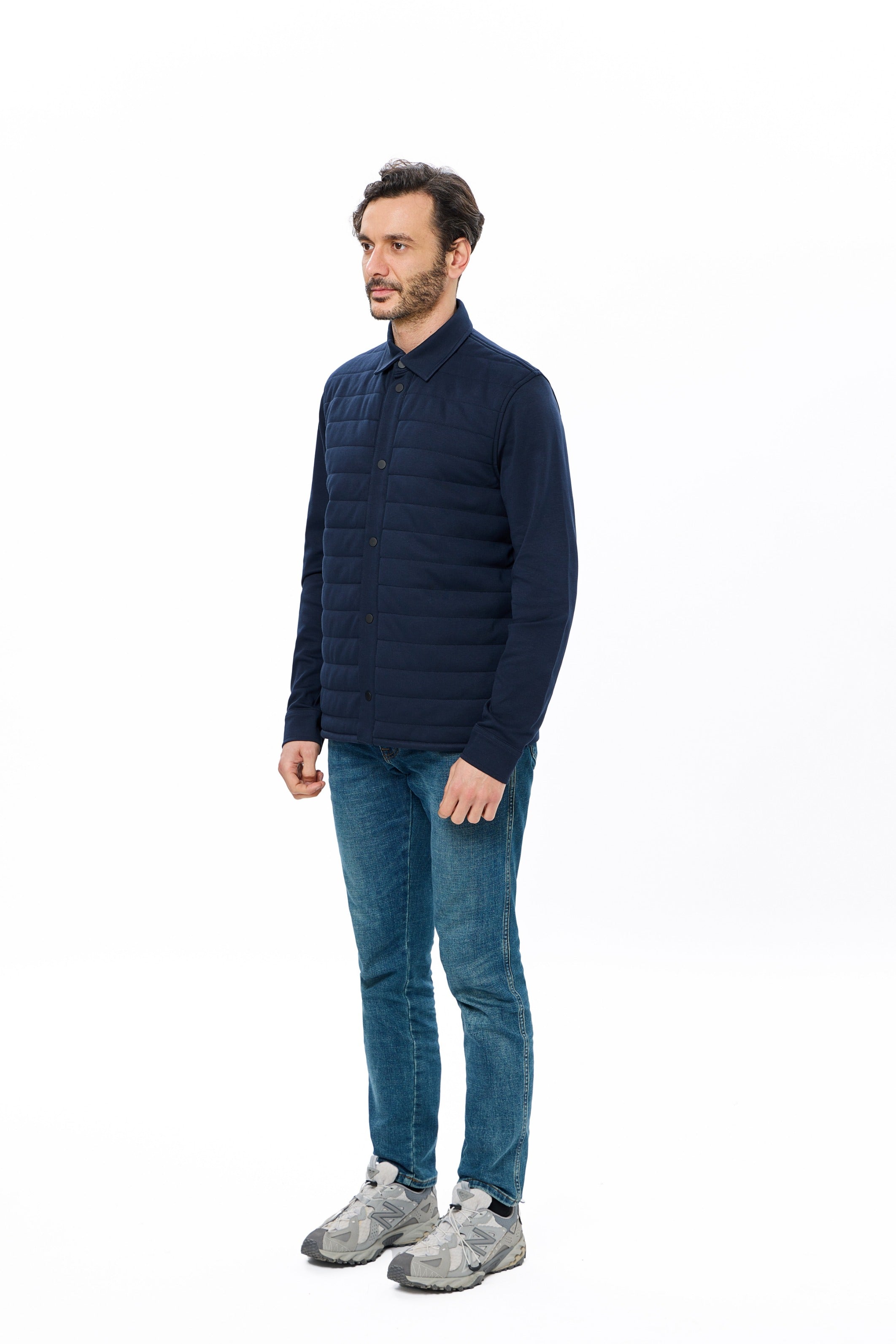 Navy Quilted Jersey Knit Jacket