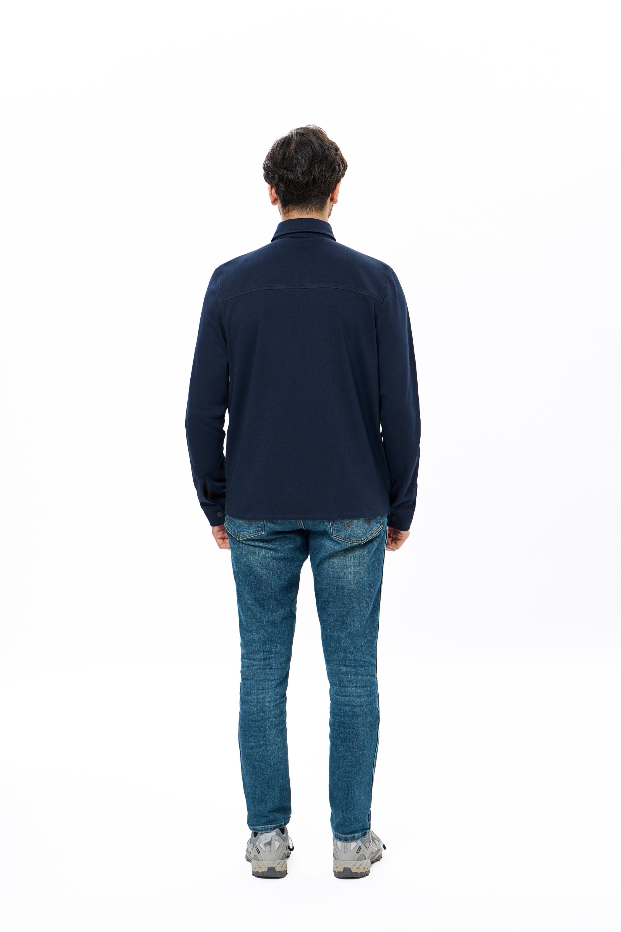 Navy Quilted Jersey Knit Jacket