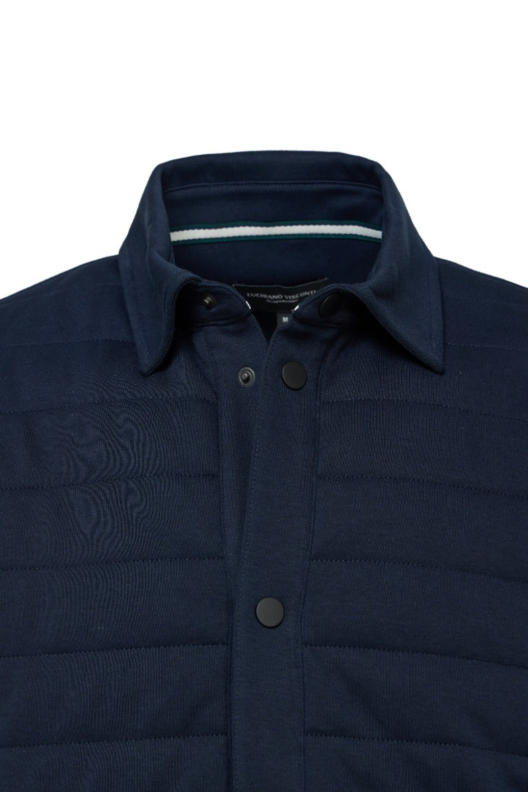 Navy Quilted Jersey Knit Jacket