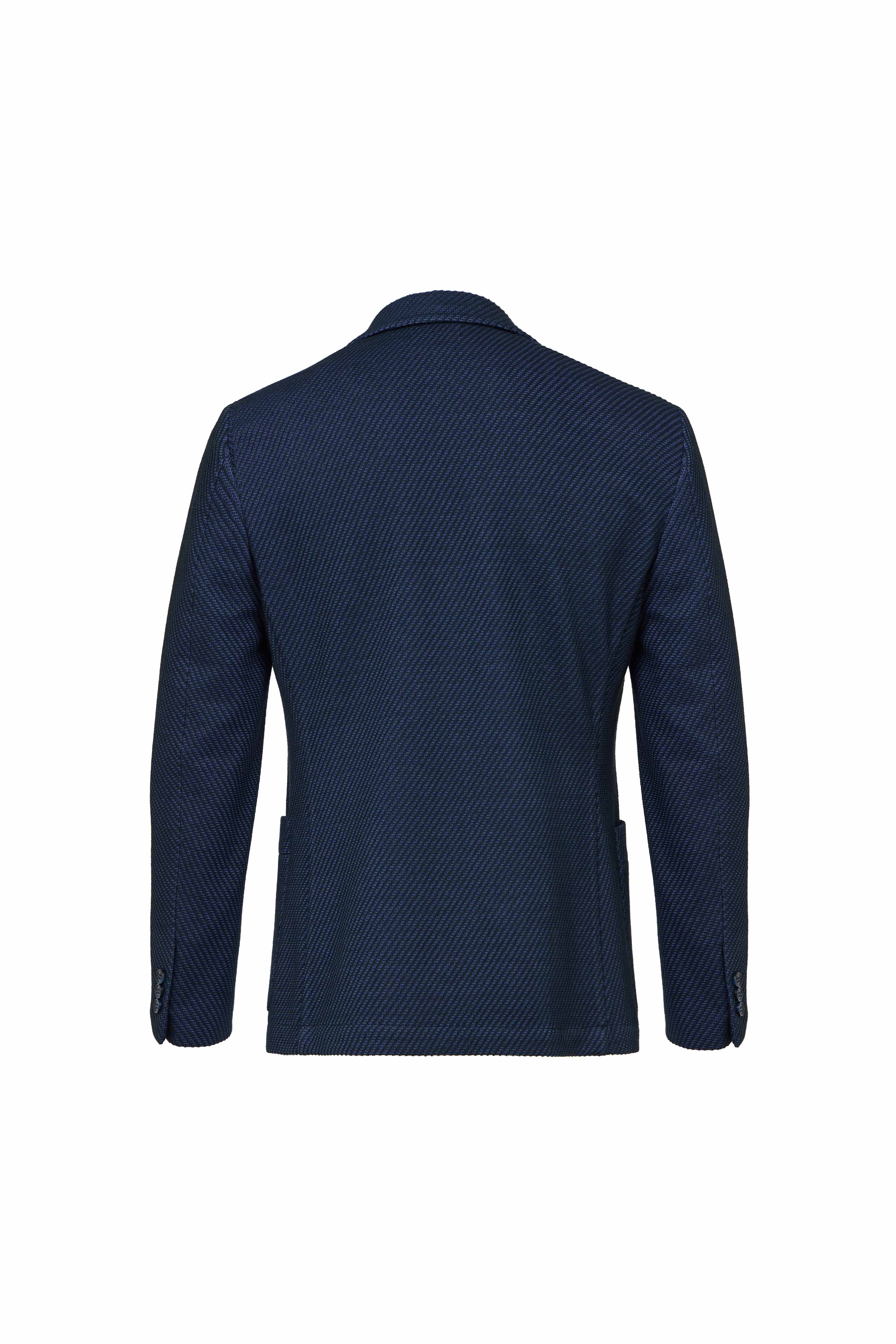 Indigo Raised Diagonal Dobby Jacquard Knit Jacket