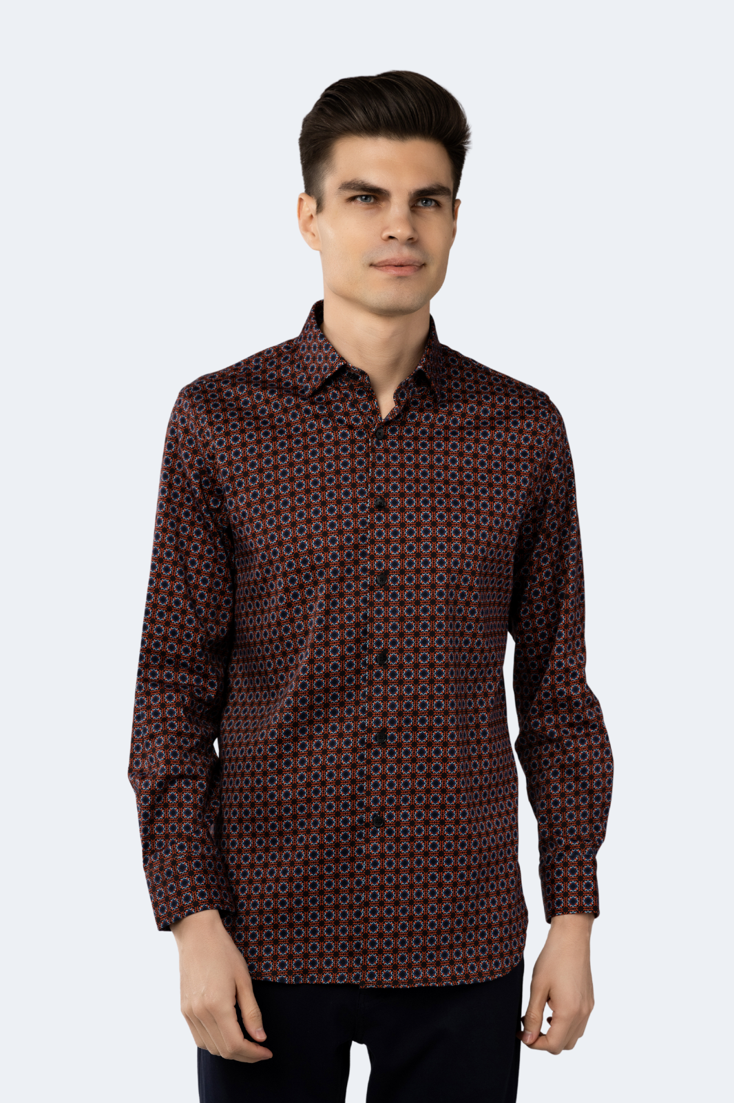 visconti dress shirts Luchiano Visconti Men's White shirt with Multi blue dot print
