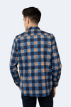 Navy, Blue and Gold Patch Plaid Floral Jacquard Shirt