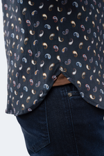 Navy with Brown, Beige and Light Blue Paisley Shirt