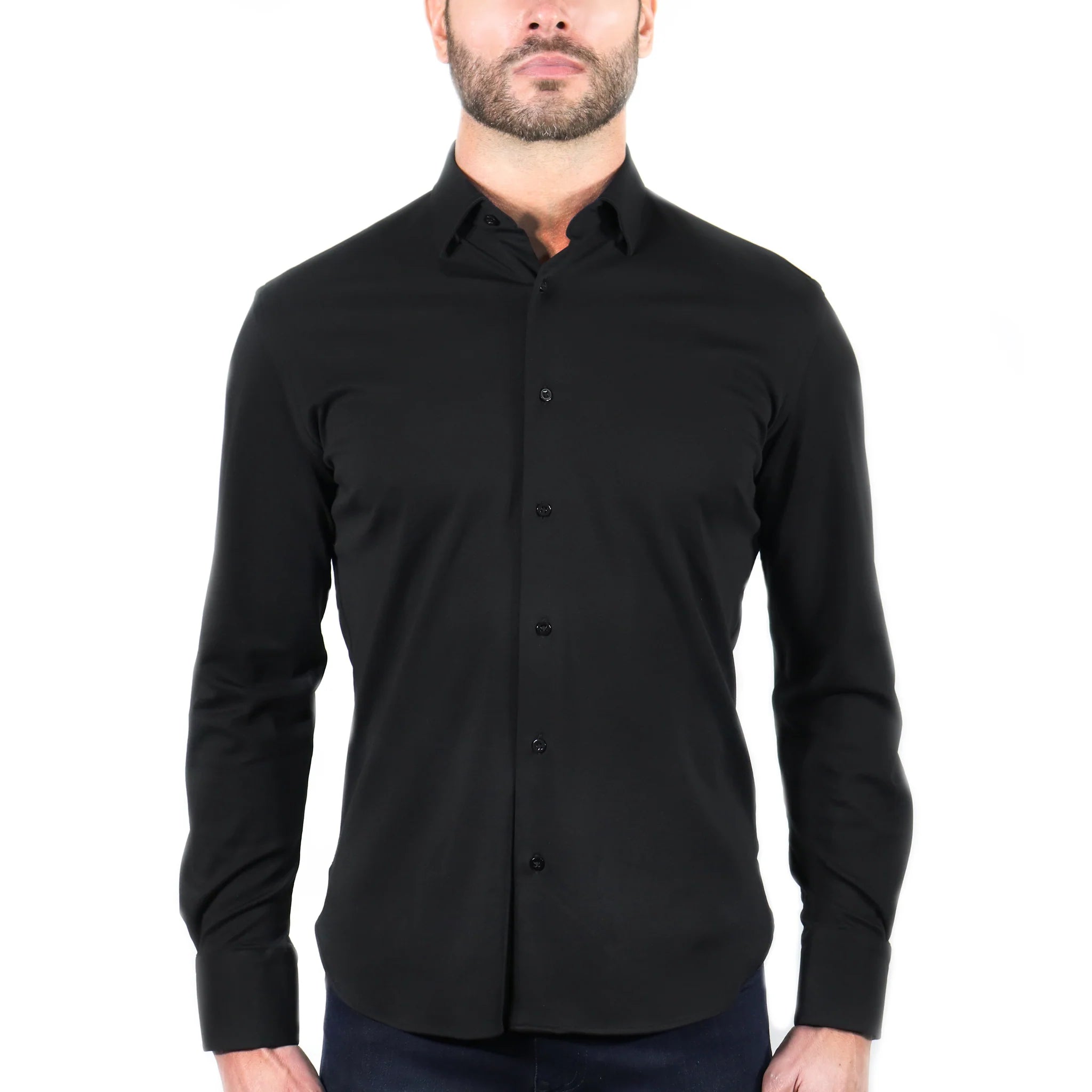 6 way stretch dress shirt "6-way stretch so you don't feel like you're trapped in a dress shirt"