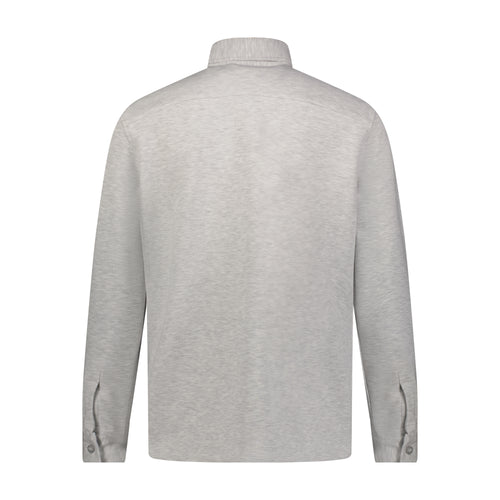 Grey and White Melange Cotton Stretch Shirt Jacket