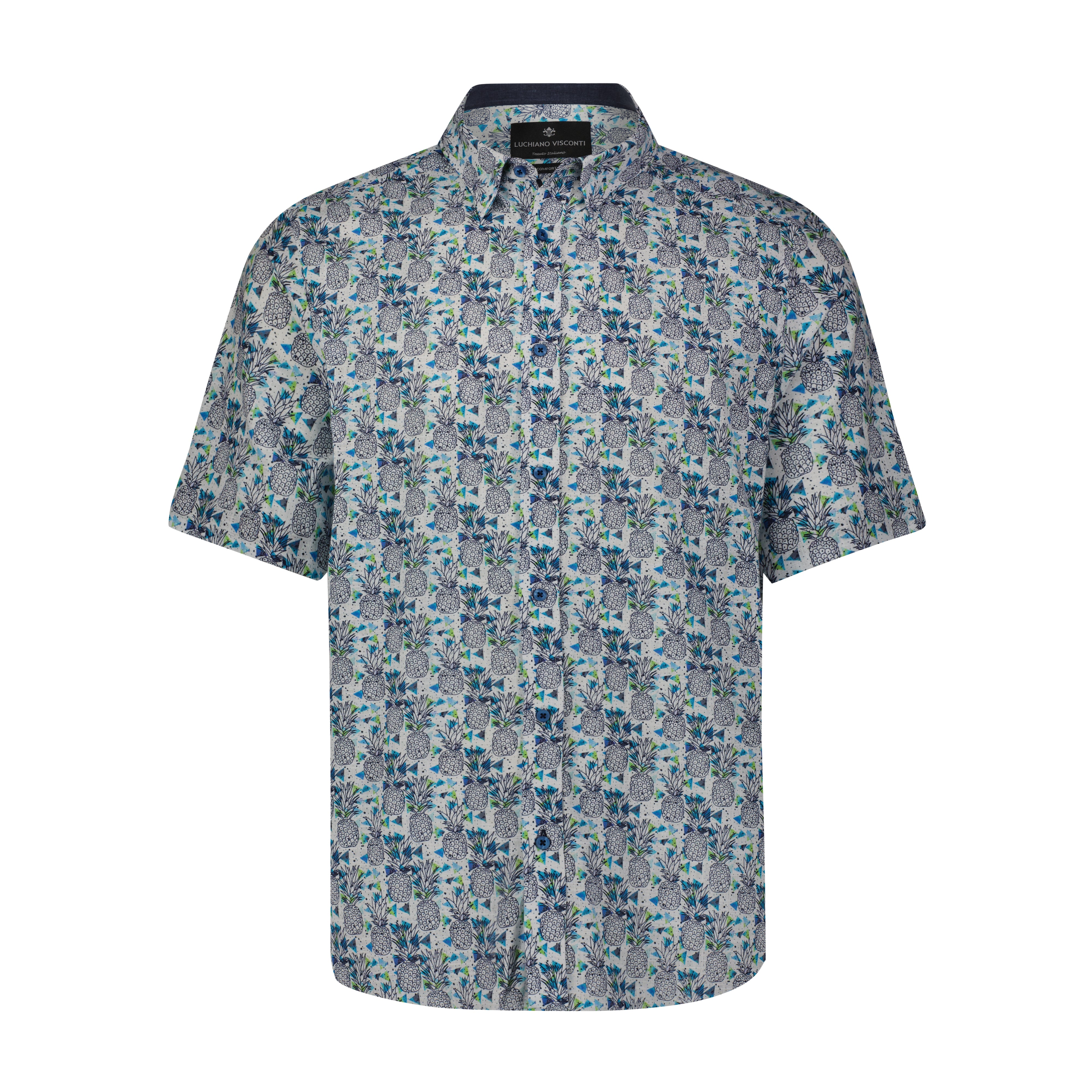 Blue Pineapple Print Women's Golf Shirts