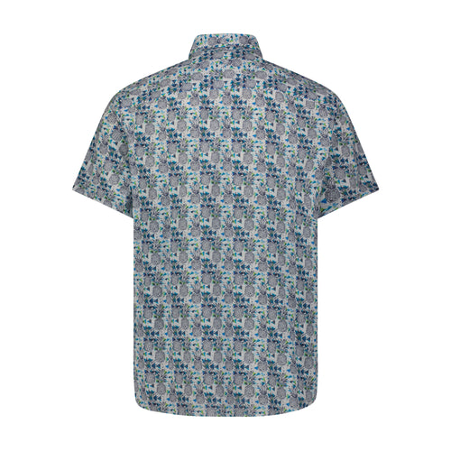 Blue Pineapple Print Short Sleeve Shirt