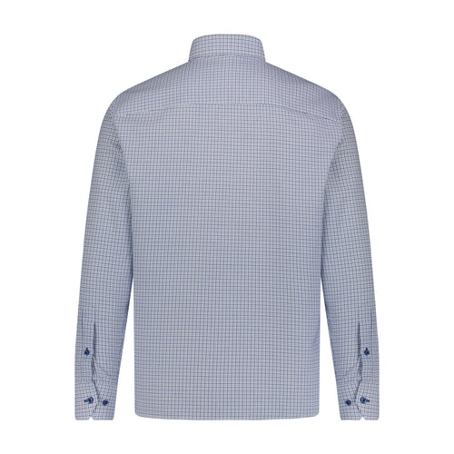 White Blue Multi Mini Check Long Sleeve Shirt