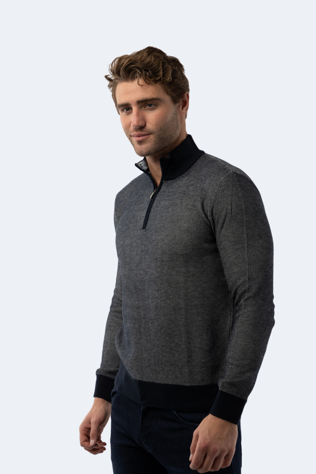 quarter zip over dress shirt Melange DARK GREY Quarter Zip L / DARK GREY