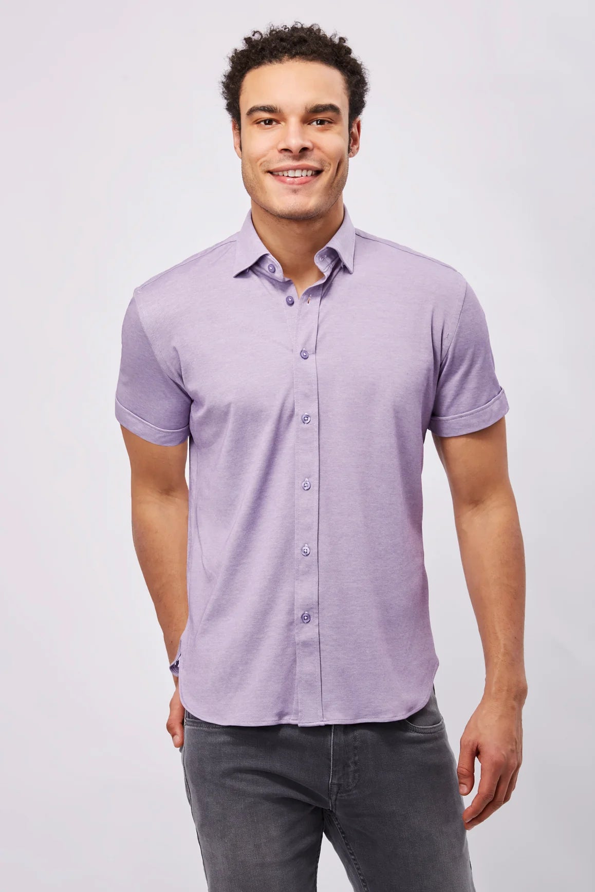 Max Colton Lavender Short Sleeve Shirt L