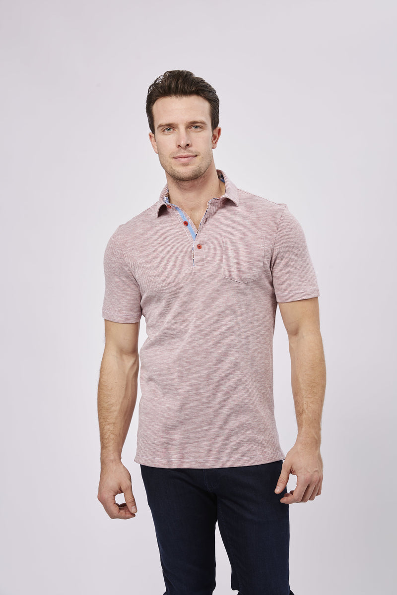 Max Colton Red and White Knit Polo