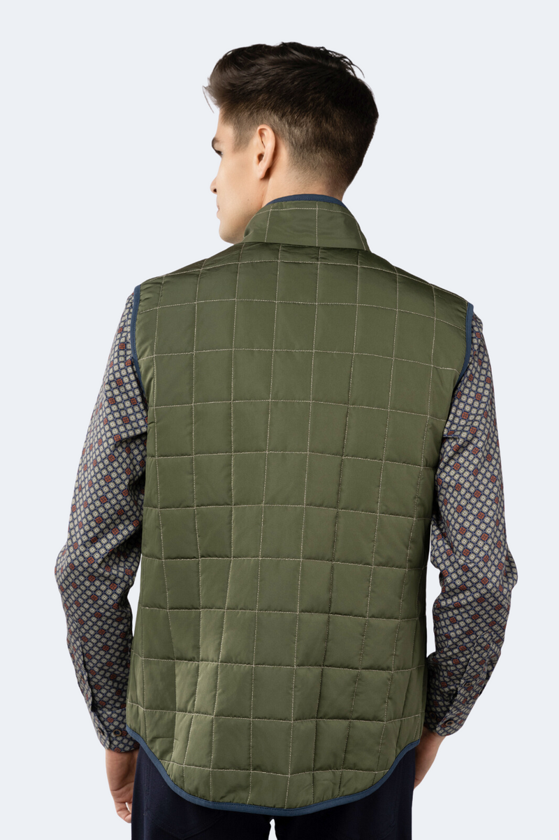 Green Quilted Zip Up Vest