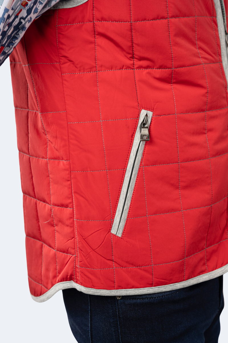 Red Quilted Zip Up Vest