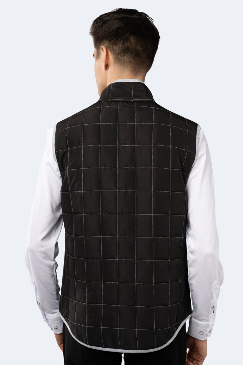 Black Quilted Zip Up Vest