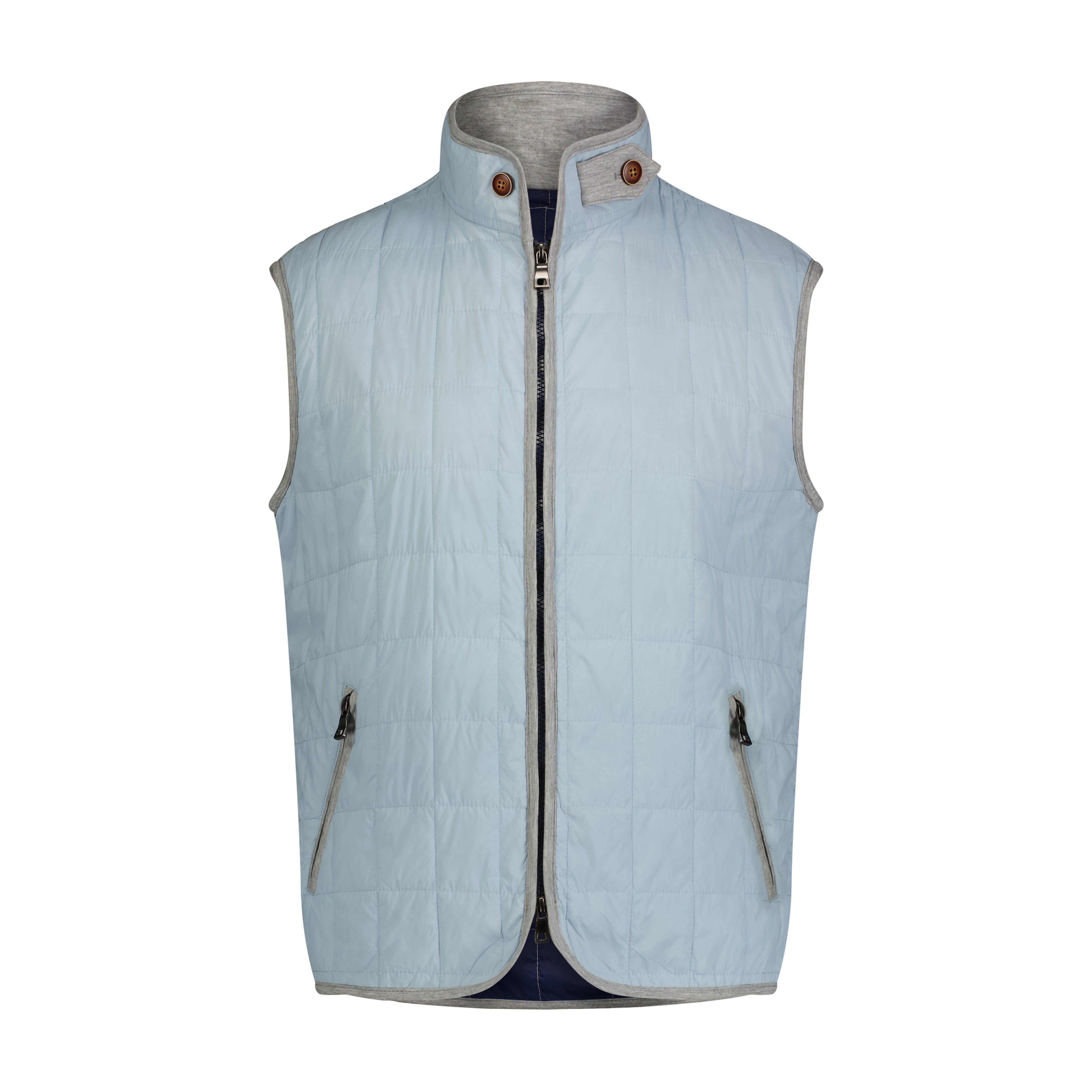 【Quilted Vest】 Night Blue Mens-Quilted-Puffer-Full-Zip-