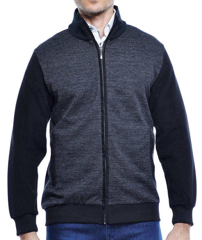 Black and Grey Knit Zip Up