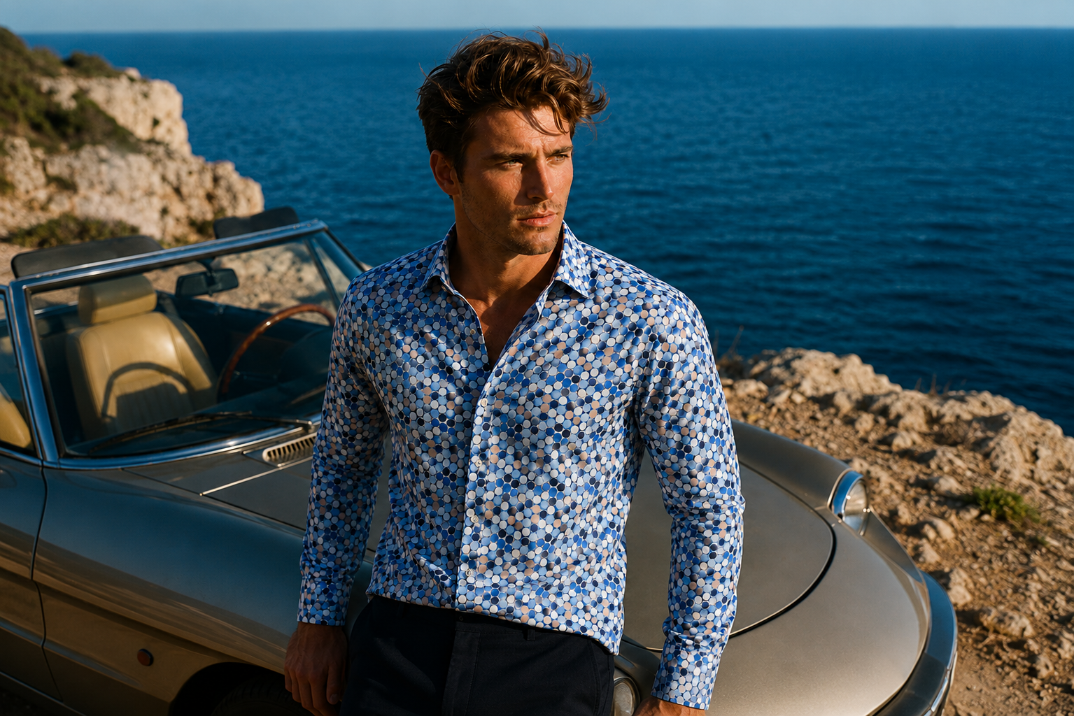 luchiano visconti dress shirts Luchiano Visconti Skull Print Long-Sleeve Shirt