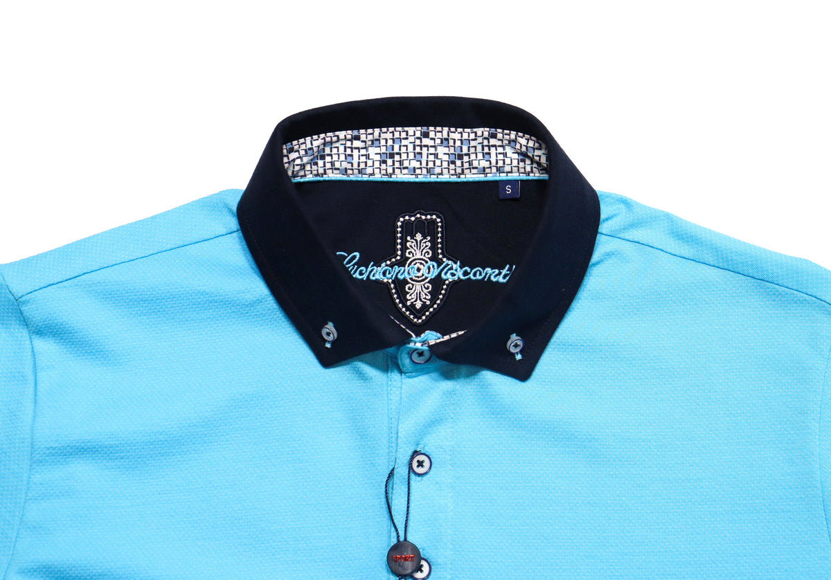 Aqua with Navy Collar