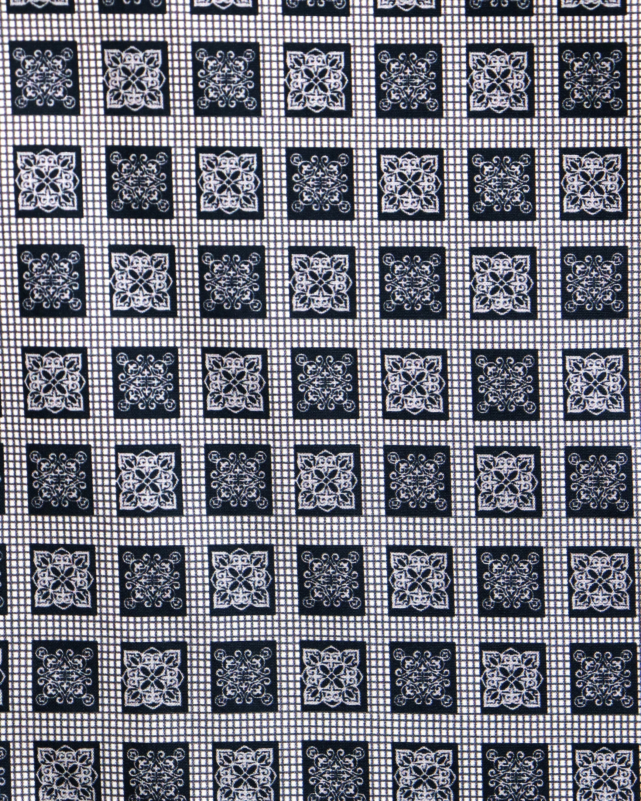 Black & Grey Medallion Check Short Sleeve Top