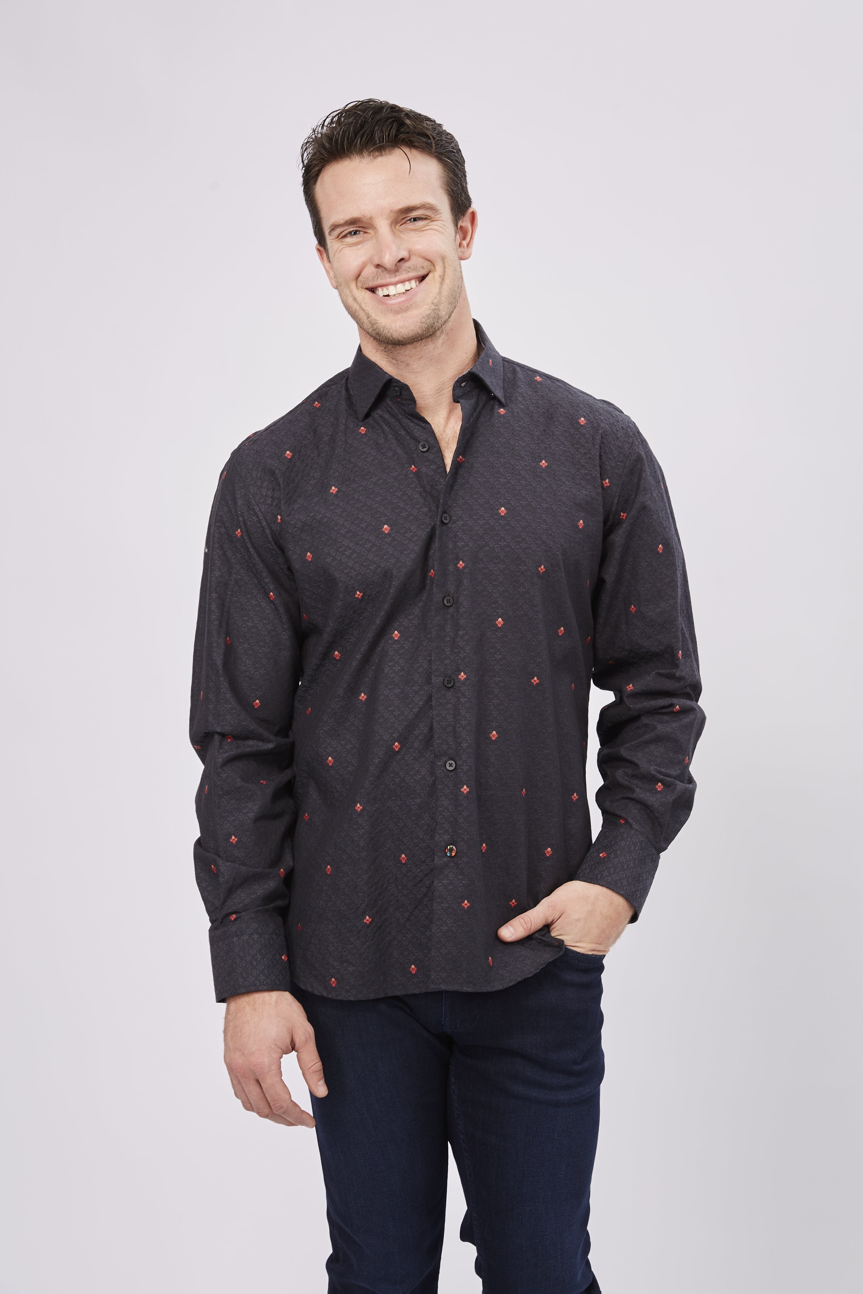 Black & Red Paisley with Diamond Overlay (Big & Tall)