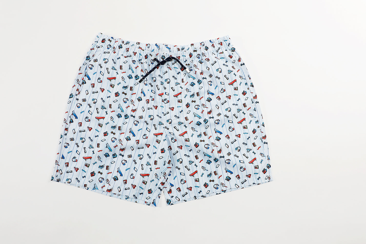 Blue and White Stripes with 90's Retro Print