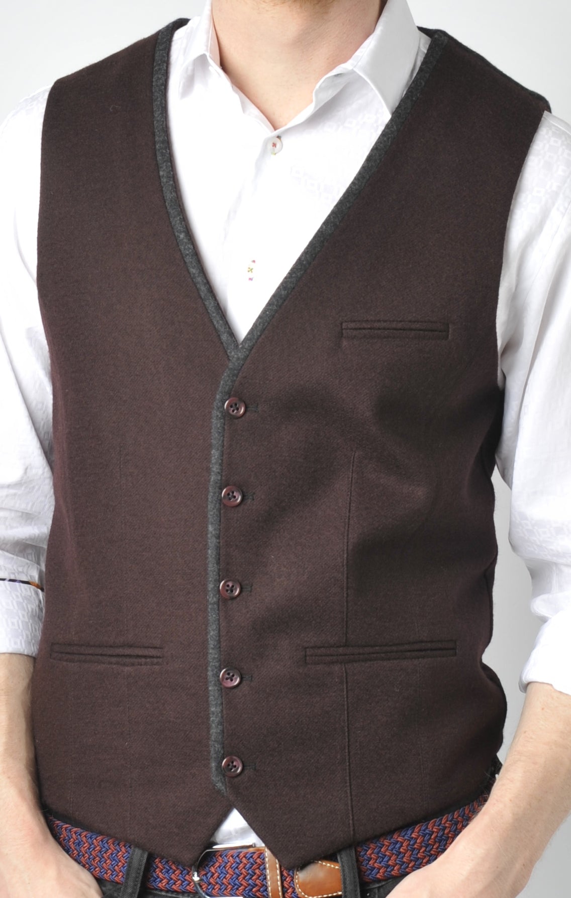 Burgundy Vest with Grey Piping (Big & Tall) 4XLT / BRN
