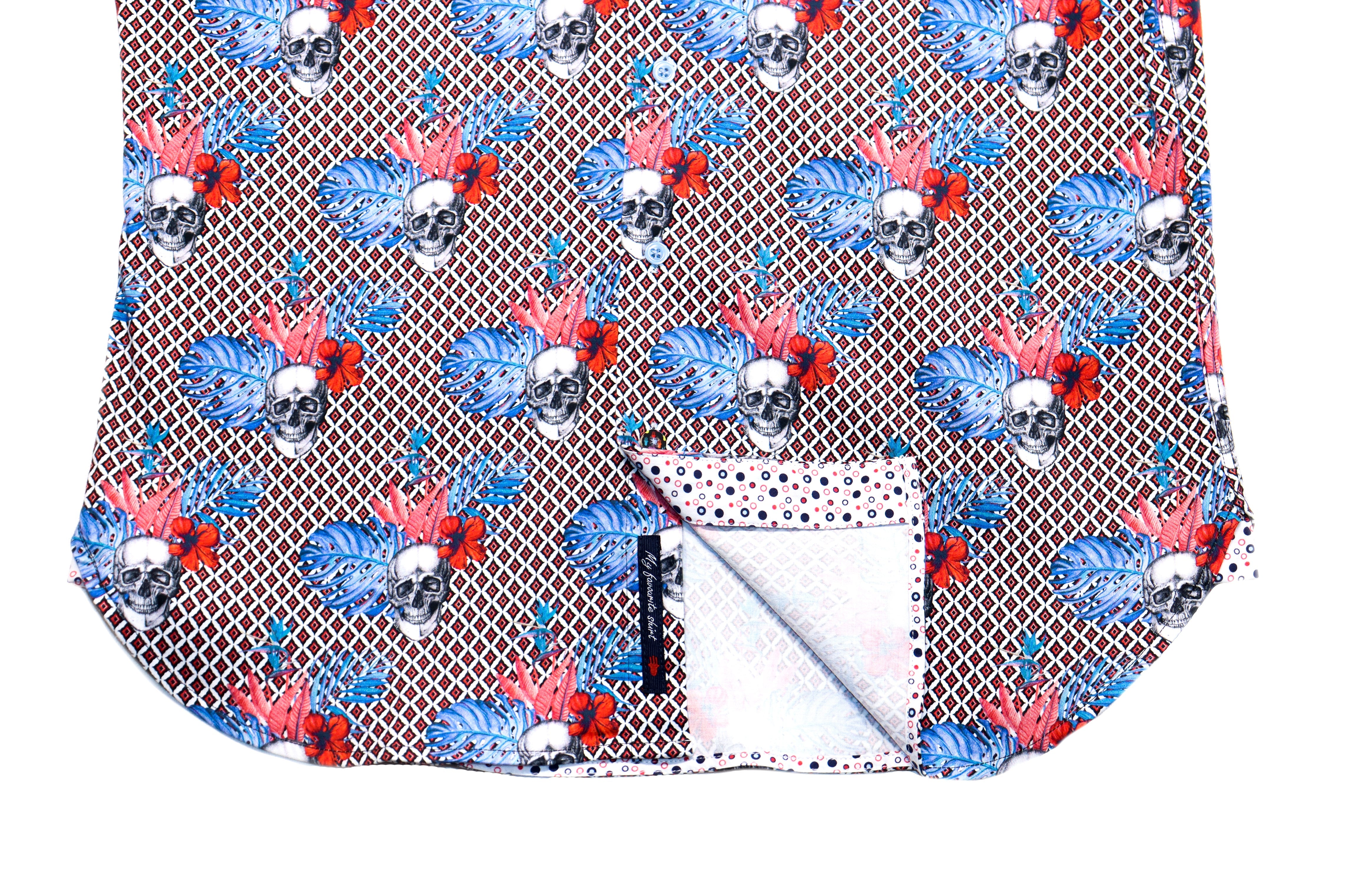 Diamonds with Skulls and Tropical Flowers