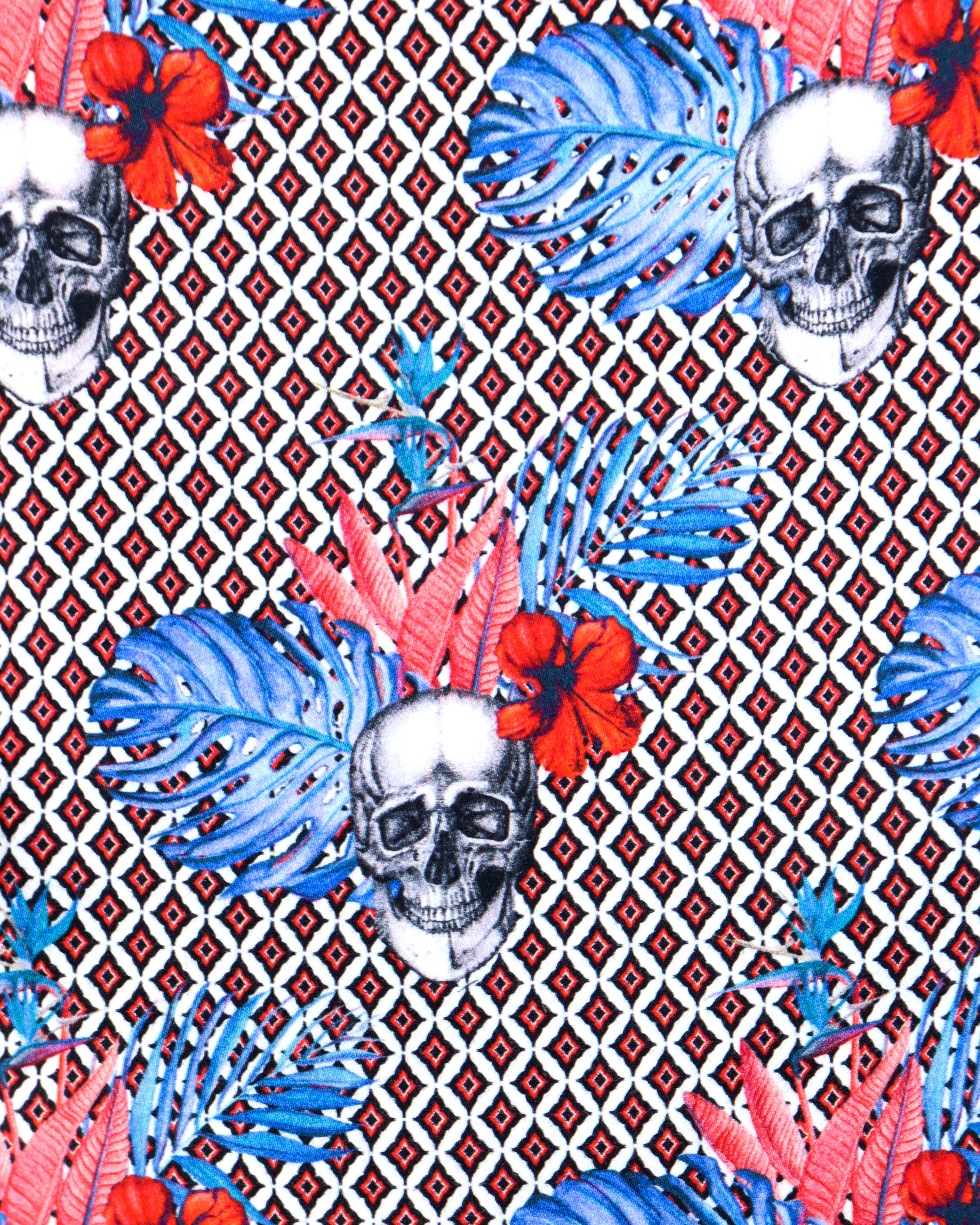 Diamonds with Skulls and Tropical Flowers