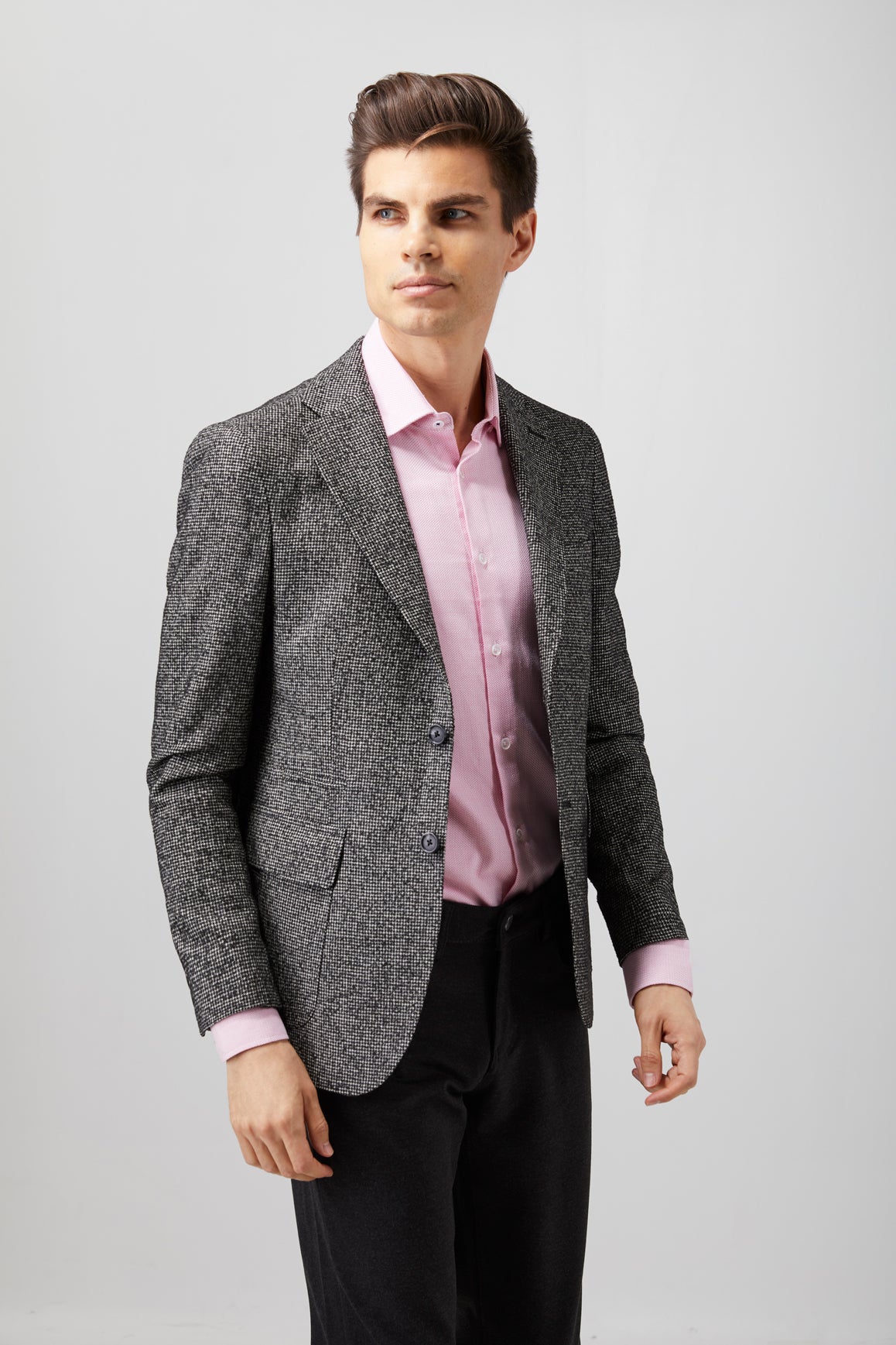 Black and White Zip Up Houndstooth Sport Coat