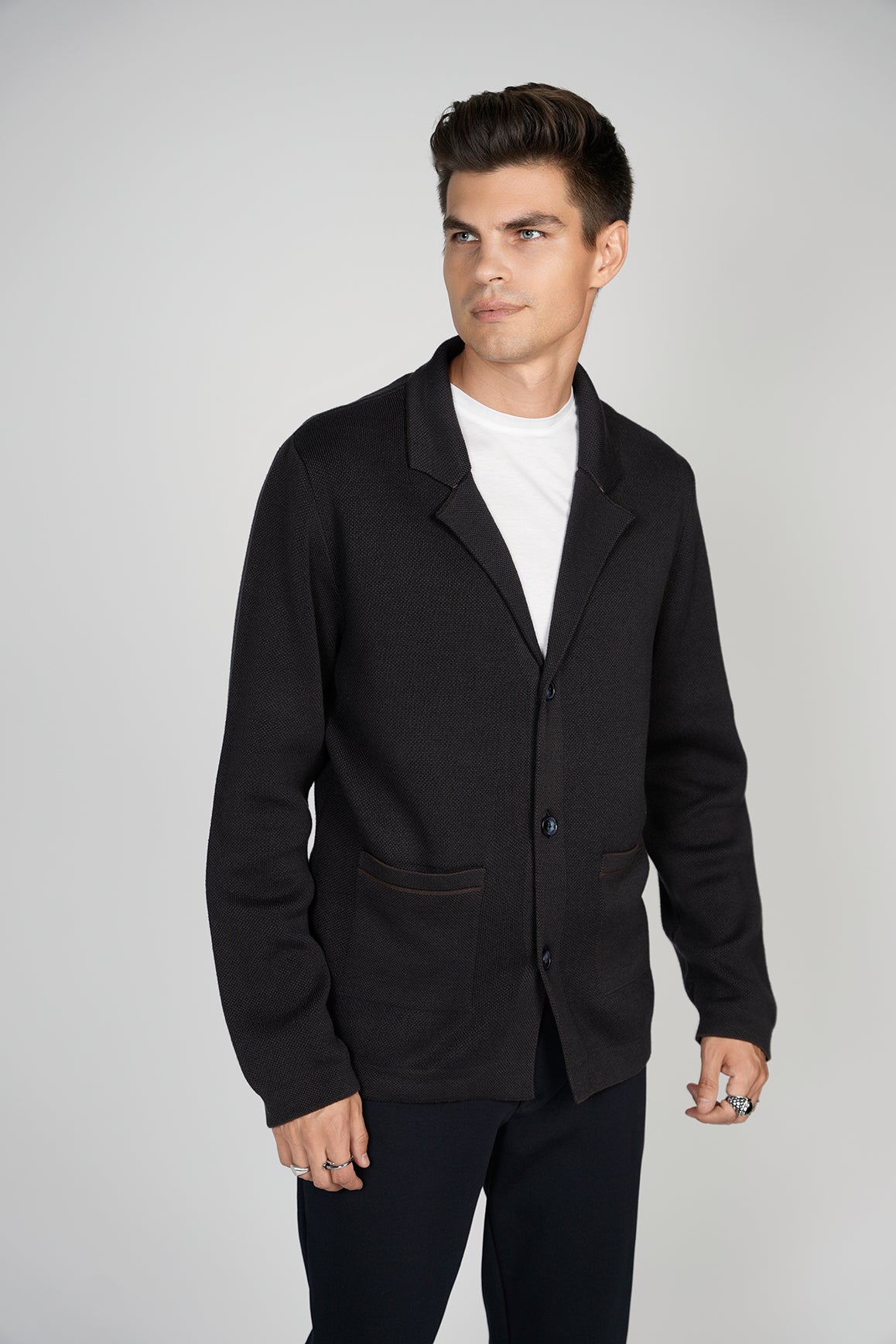 Black Knit Button Down Cardigan